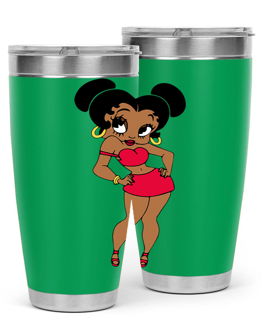 Black Women - Queen 41# Tumbler, 20oz stainless steel with vibrant design, perfect for hot and cold beverages.