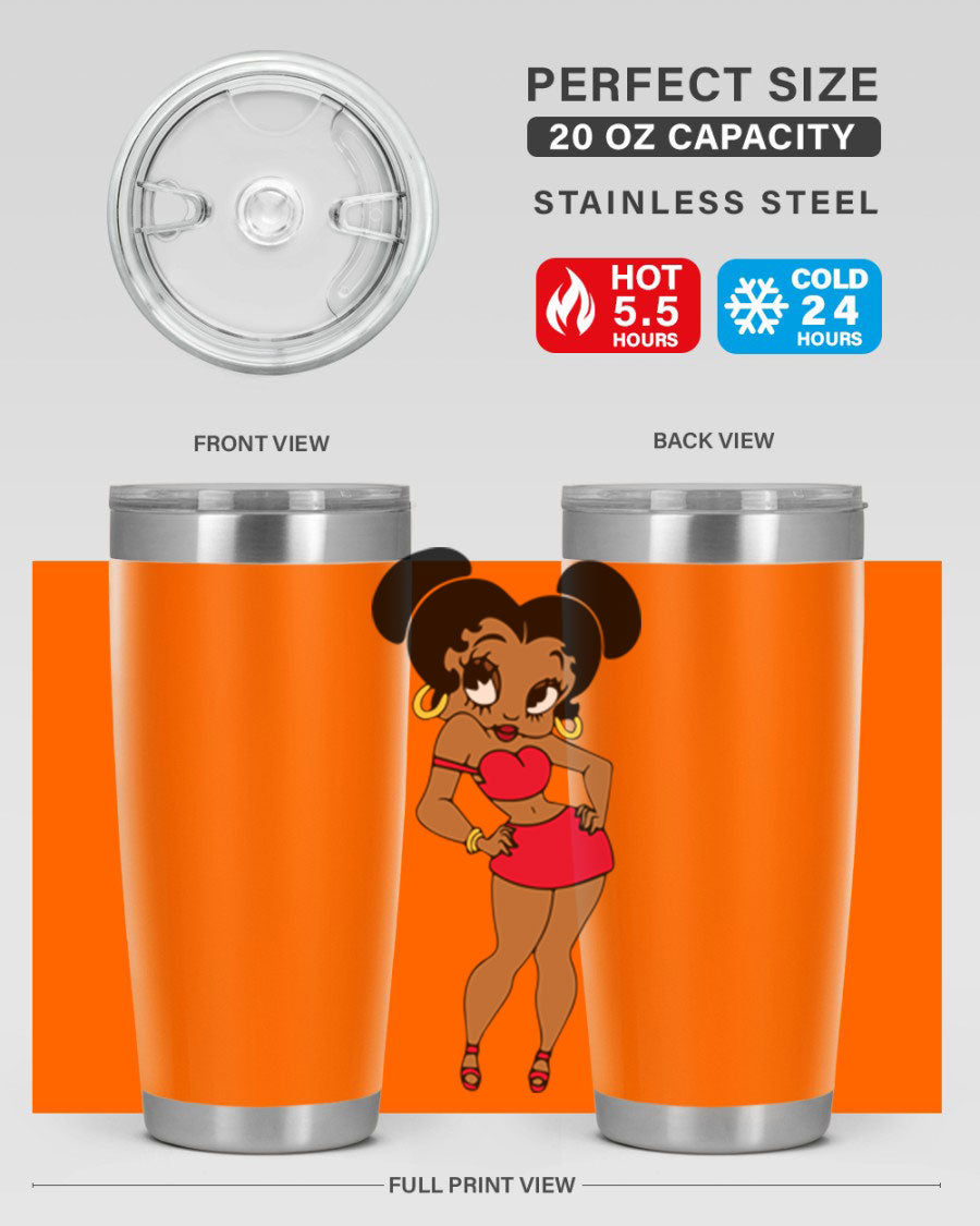 Black Women - Queen 41# Tumbler, 20oz stainless steel with vibrant design, perfect for hot and cold beverages.