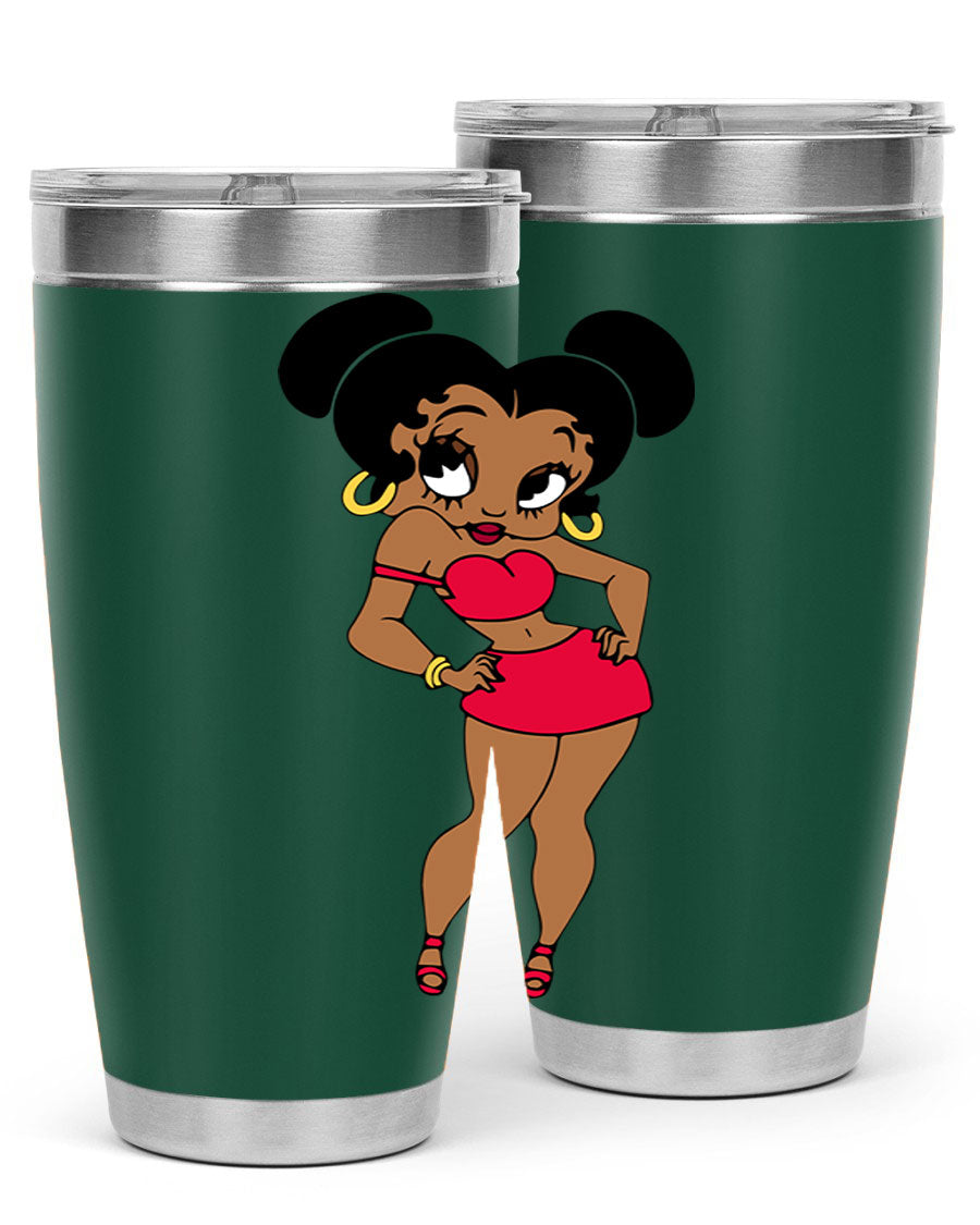 Black Women - Queen 41# Tumbler, 20oz stainless steel with vibrant design, perfect for hot and cold beverages.