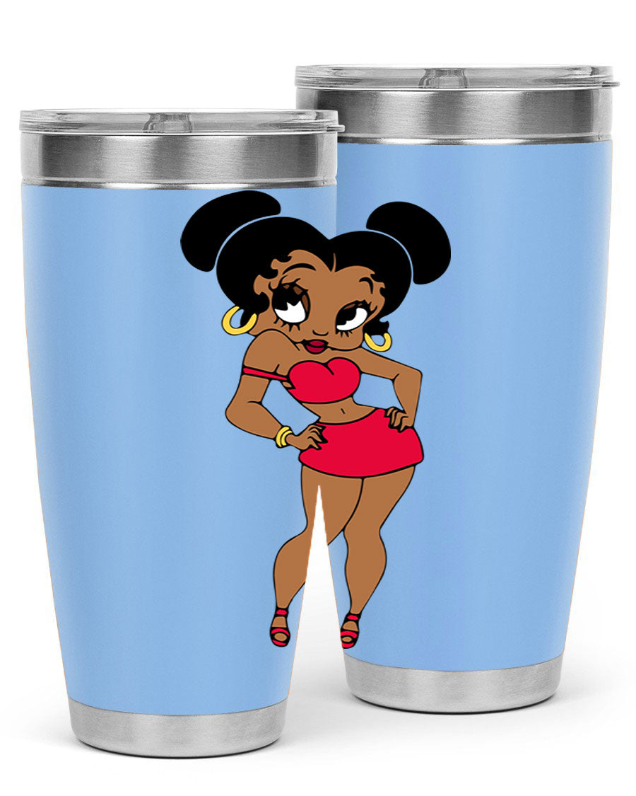 Black Women - Queen 41# Tumbler, 20oz stainless steel with vibrant design, perfect for hot and cold beverages.