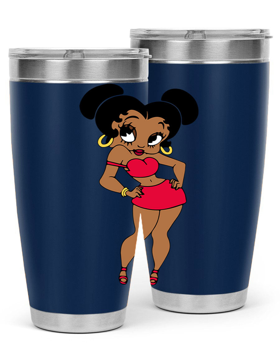 Black Women - Queen 41# Tumbler, 20oz stainless steel with vibrant design, perfect for hot and cold beverages.