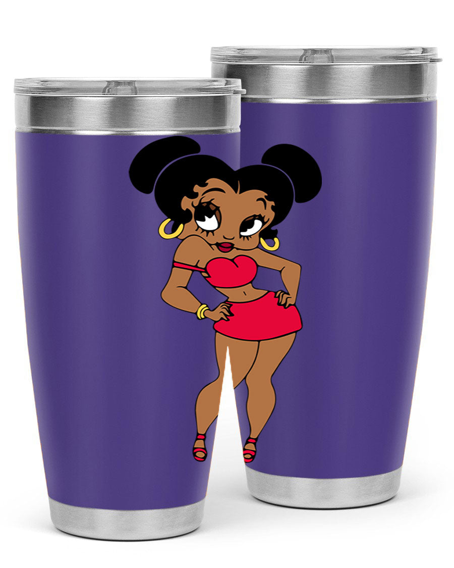 Black Women - Queen 41# Tumbler, 20oz stainless steel with vibrant design, perfect for hot and cold beverages.