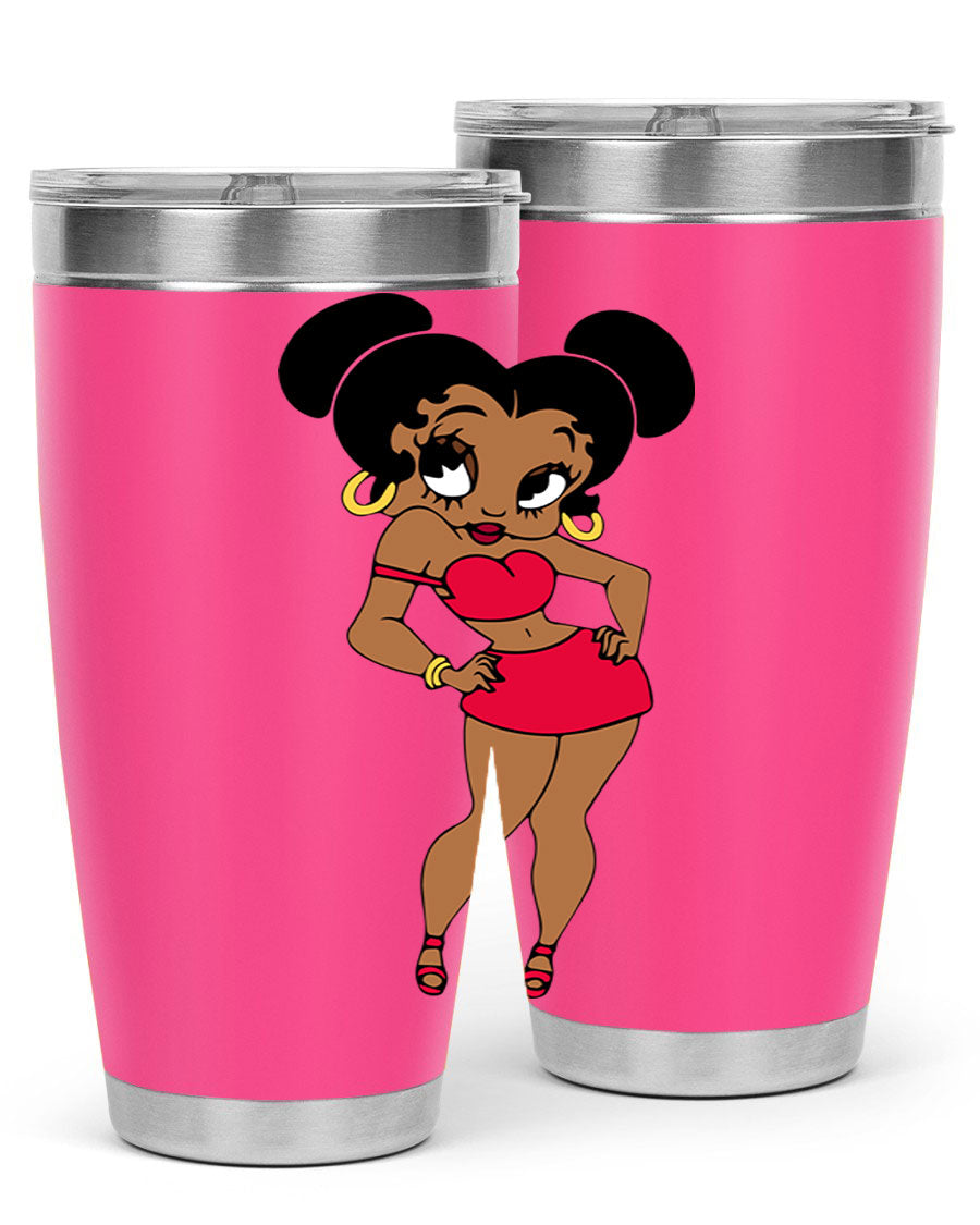 Black Women - Queen 41# Tumbler, 20oz stainless steel with vibrant design, perfect for hot and cold beverages.