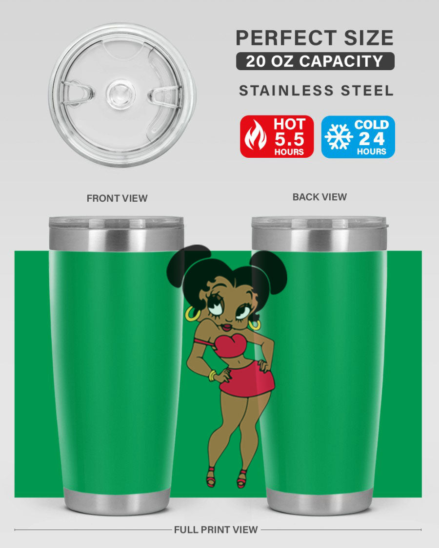 Black Women - Queen 41# Tumbler, 20oz stainless steel with vibrant design, perfect for hot and cold beverages.