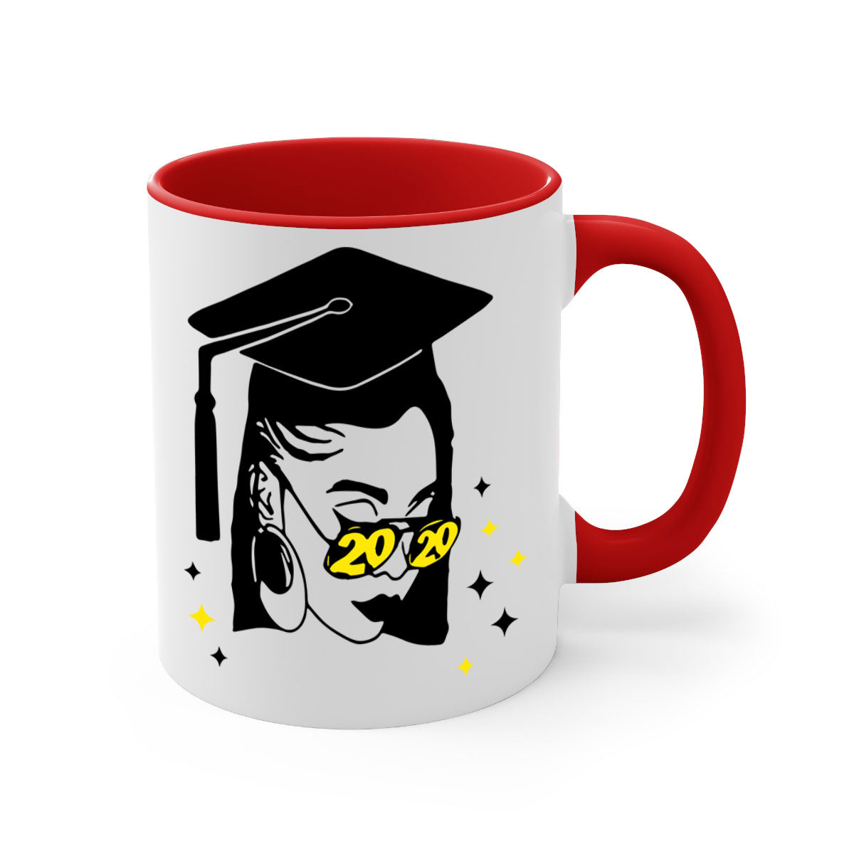 Black Women - Queen Mug featuring a glossy finish with a colored handle and interior, available in multiple colors and sizes.