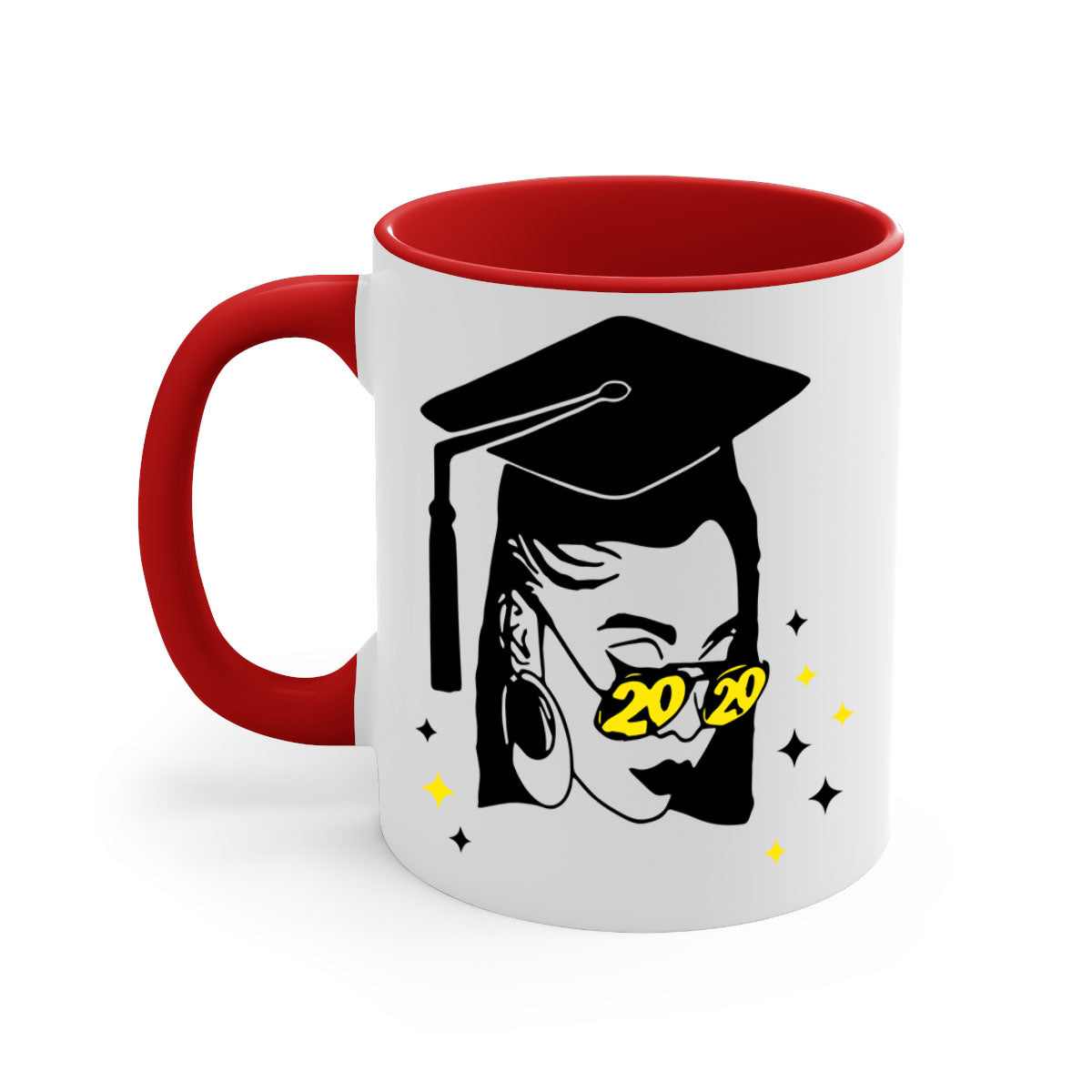 Black Women - Queen Mug featuring a glossy finish with a colored handle and interior, available in multiple colors and sizes.