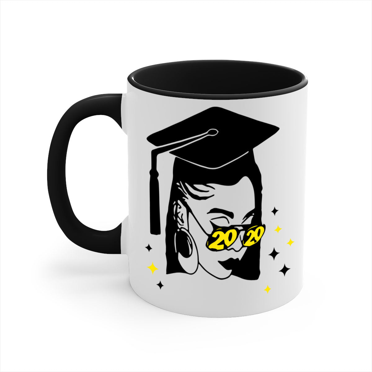 Black Women - Queen Mug featuring a glossy finish with a colored handle and interior, available in multiple colors and sizes.