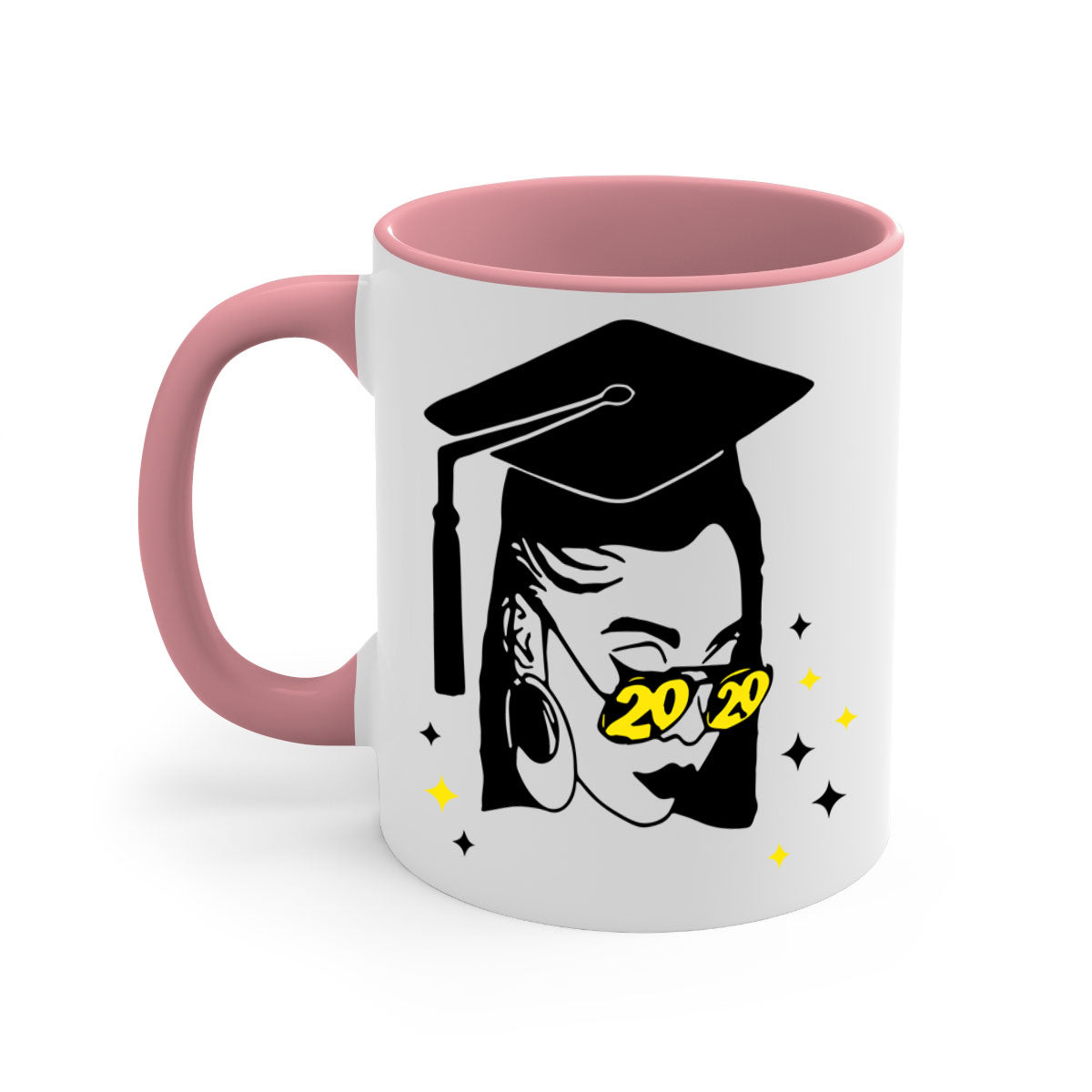 Black Women - Queen Mug featuring a glossy finish with a colored handle and interior, available in multiple colors and sizes.