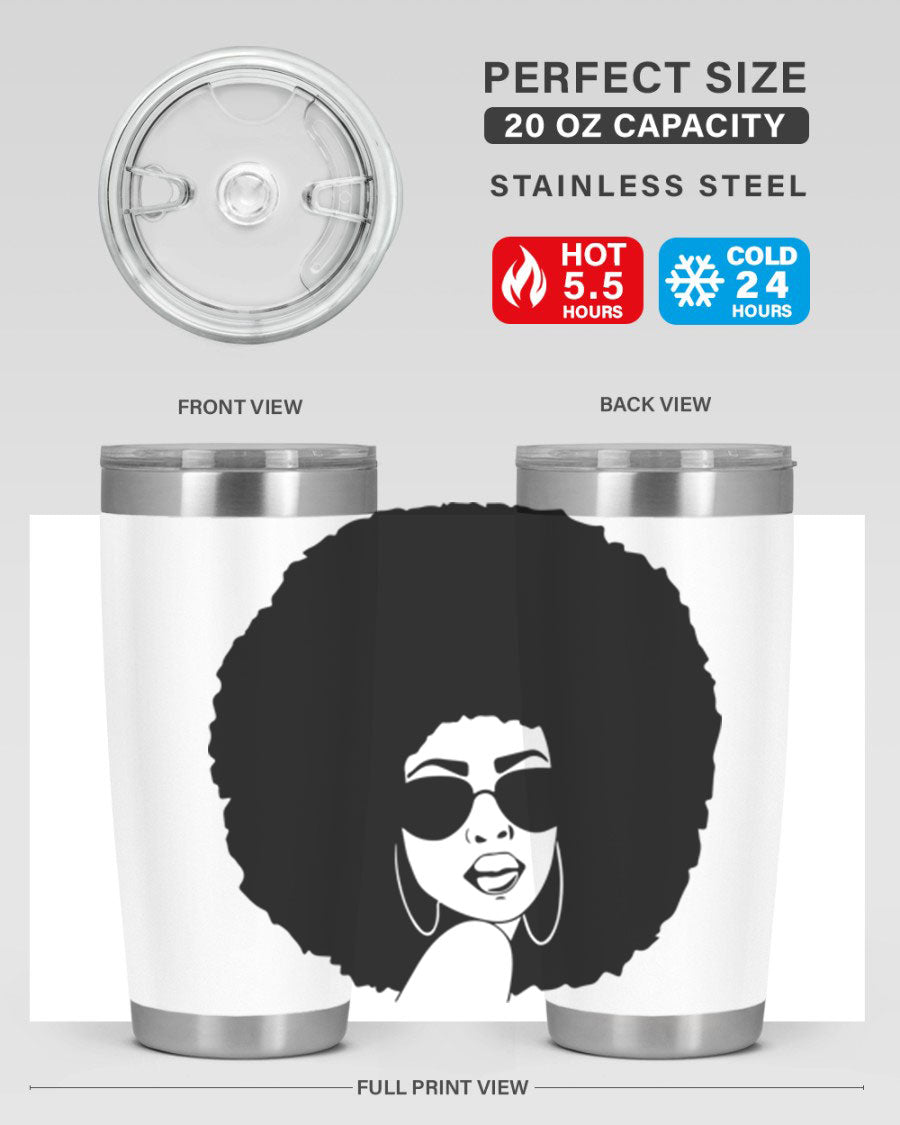 Black Women - Queen 46# Tumbler showcasing double wall vacuum stainless steel design with vibrant print.