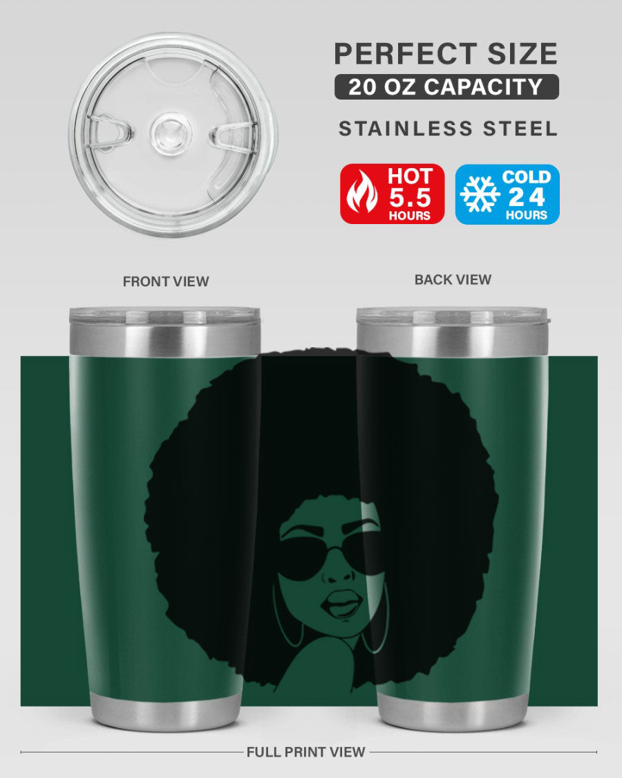 Black Women - Queen 46# Tumbler showcasing double wall vacuum stainless steel design with vibrant print.