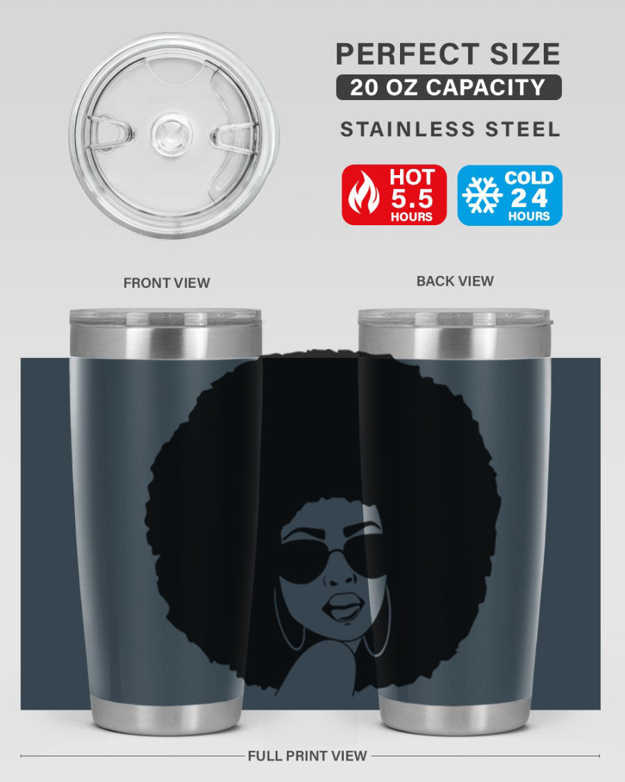 Black Women - Queen 46# Tumbler showcasing double wall vacuum stainless steel design with vibrant print.