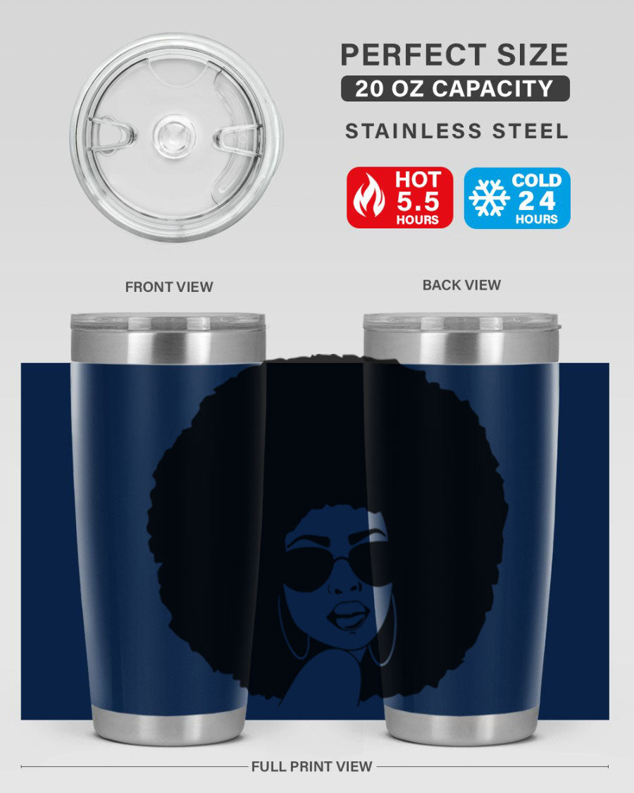 Black Women - Queen 46# Tumbler showcasing double wall vacuum stainless steel design with vibrant print.