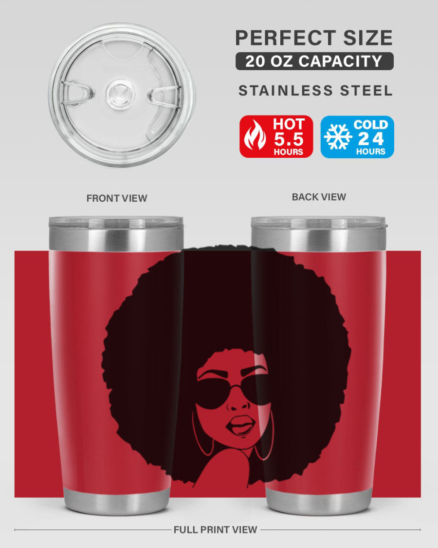 Black Women - Queen 46# Tumbler showcasing double wall vacuum stainless steel design with vibrant print.