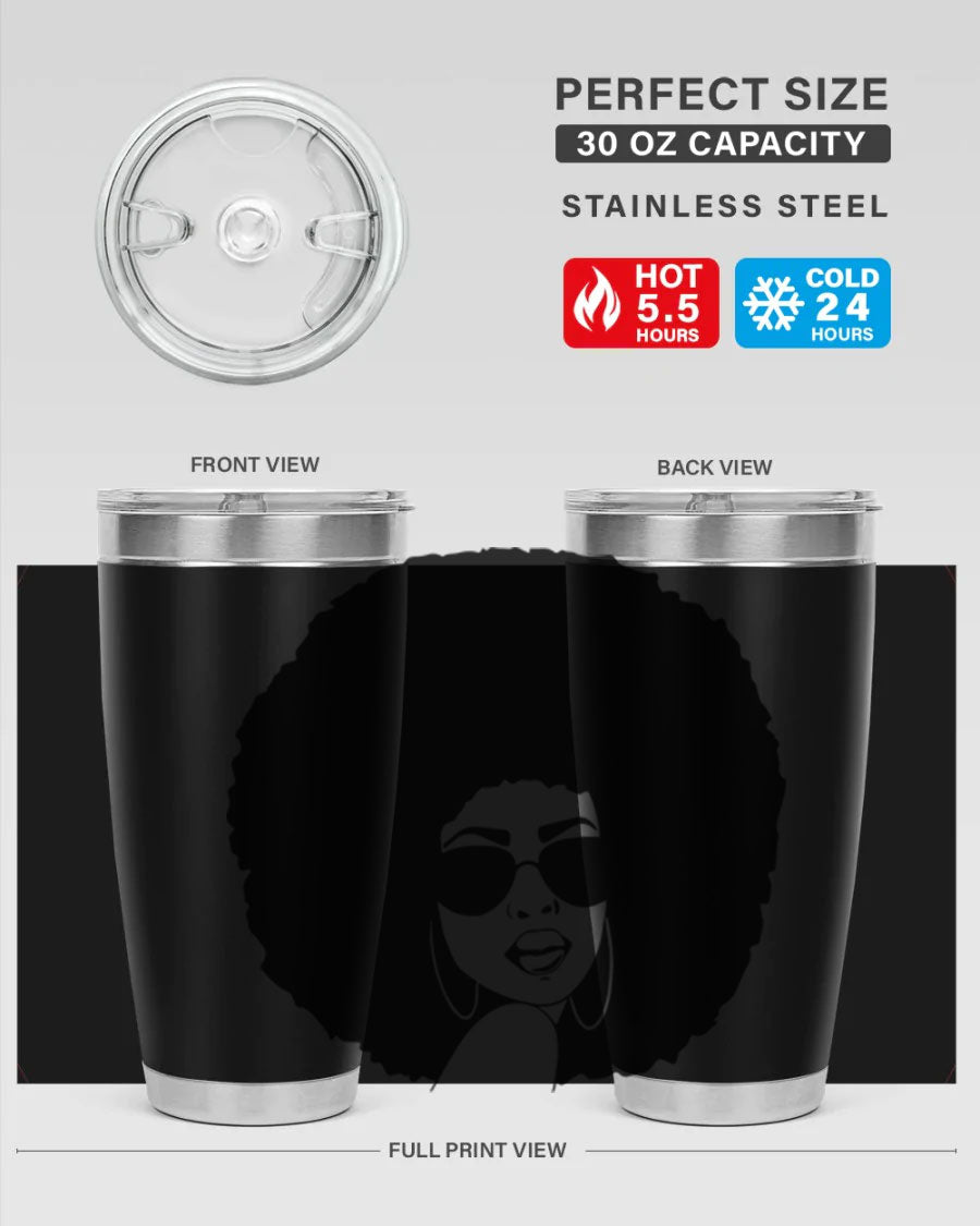 Black Women - Queen 46# Tumbler showcasing double wall vacuum stainless steel design with vibrant print.