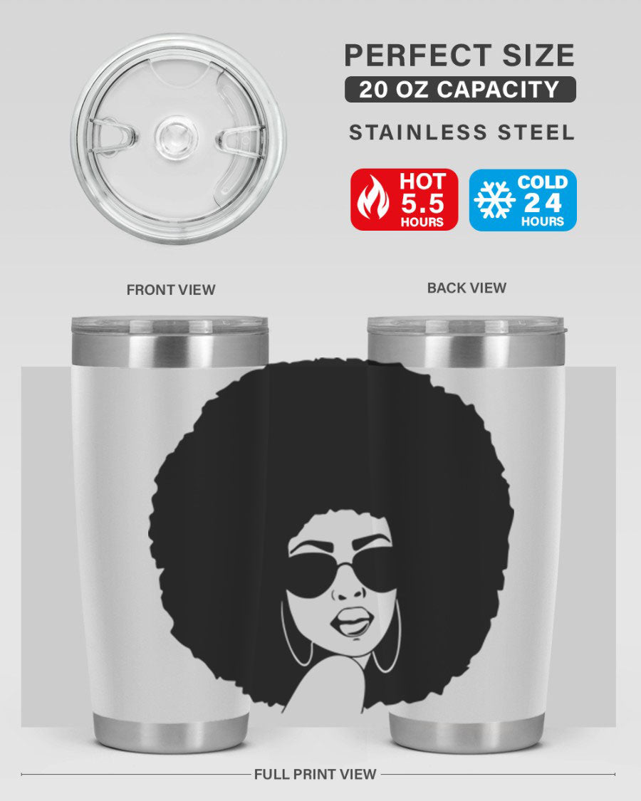 Black Women - Queen 46# Tumbler showcasing double wall vacuum stainless steel design with vibrant print.