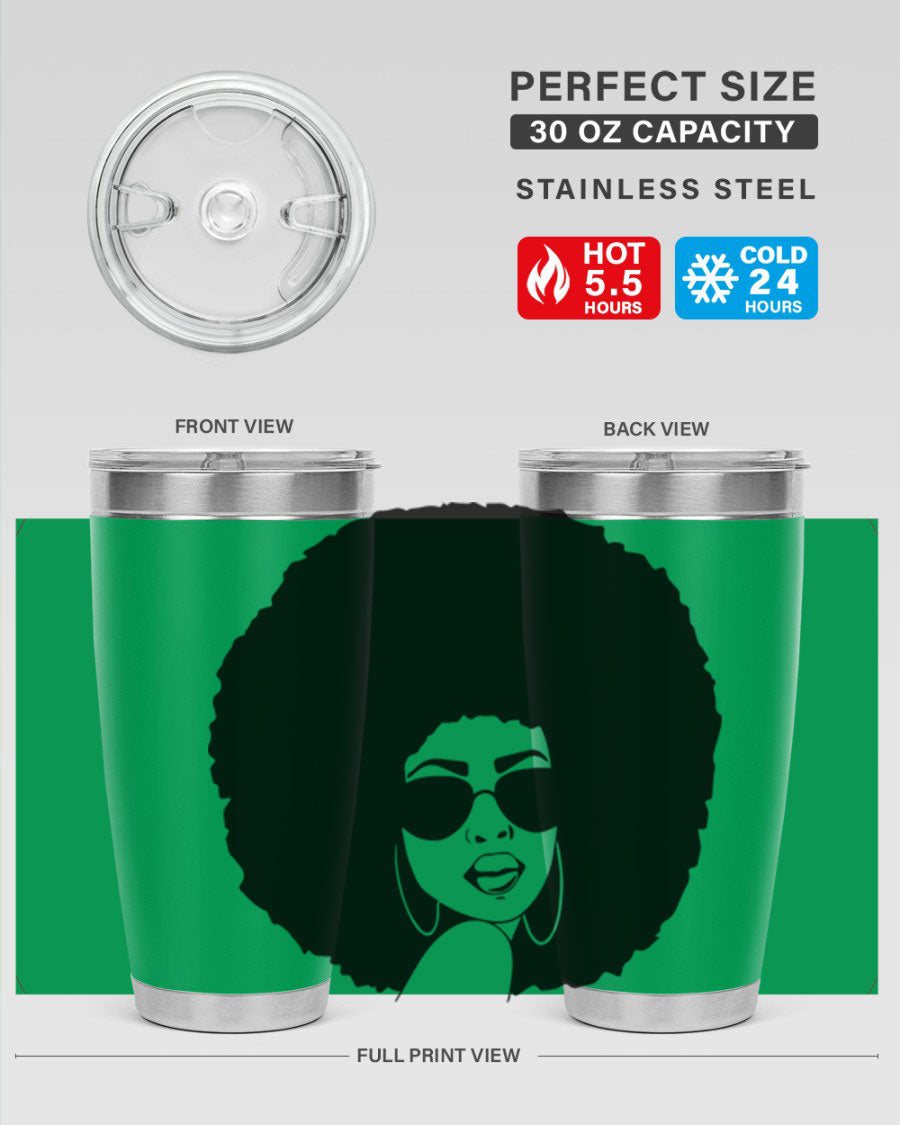 Black Women - Queen 46# Tumbler showcasing double wall vacuum stainless steel design with vibrant print.