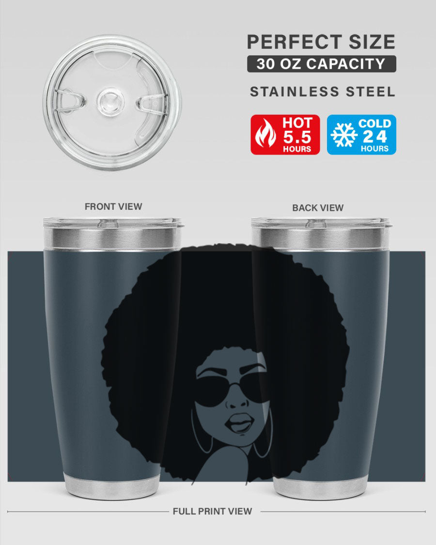 Black Women - Queen 46# Tumbler showcasing double wall vacuum stainless steel design with vibrant print.