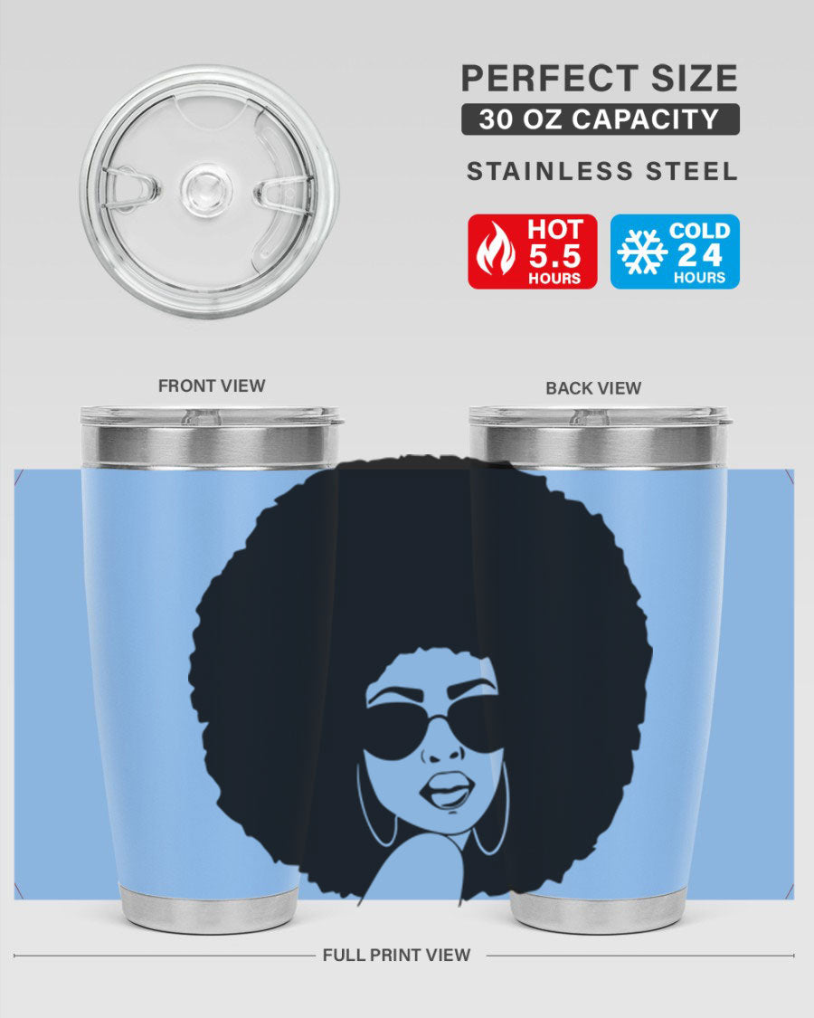 Black Women - Queen 46# Tumbler showcasing double wall vacuum stainless steel design with vibrant print.