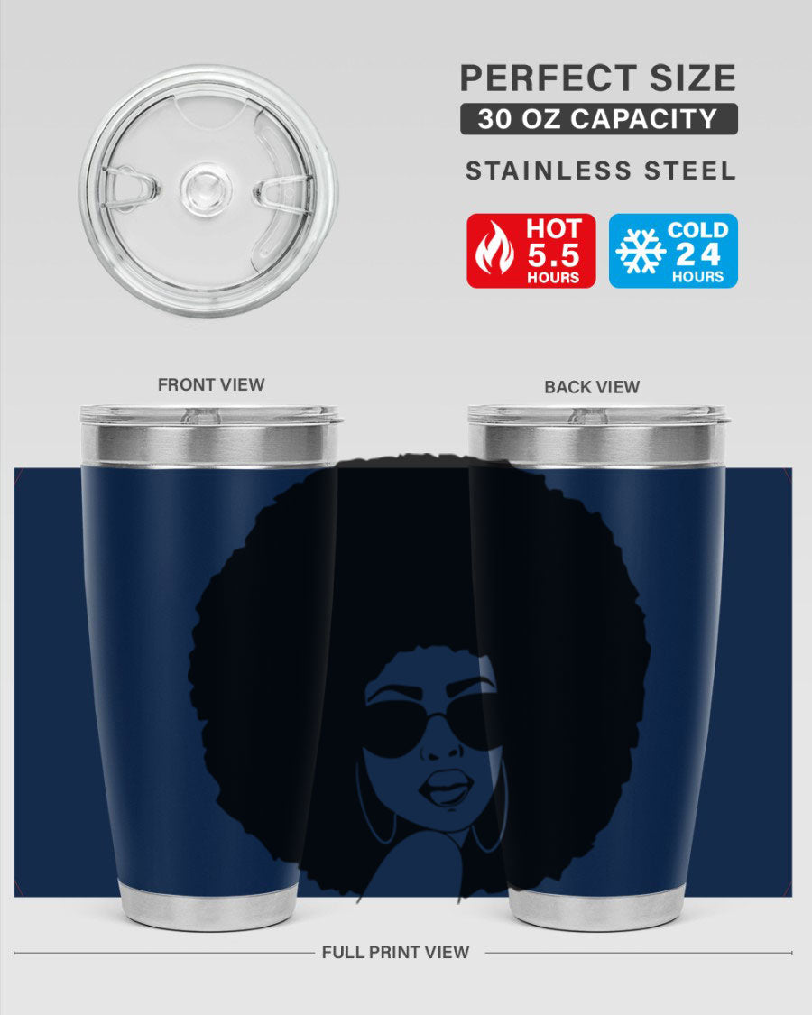 Black Women - Queen 46# Tumbler showcasing double wall vacuum stainless steel design with vibrant print.