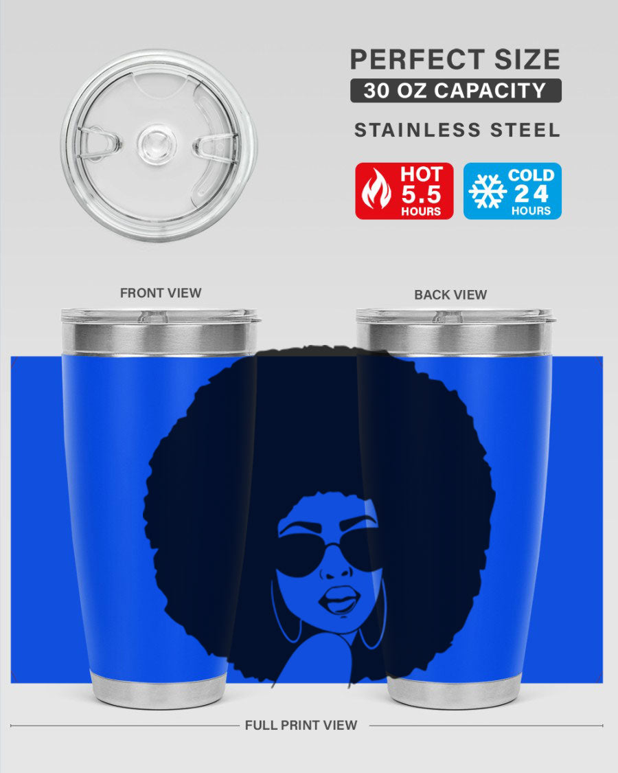 Black Women - Queen 46# Tumbler showcasing double wall vacuum stainless steel design with vibrant print.