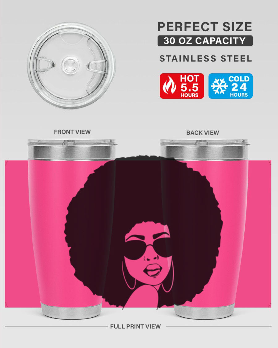 Black Women - Queen 46# Tumbler showcasing double wall vacuum stainless steel design with vibrant print.