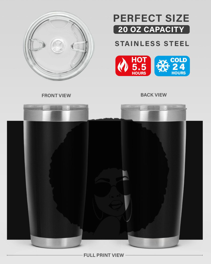 Black Women - Queen 46# Tumbler showcasing double wall vacuum stainless steel design with vibrant print.