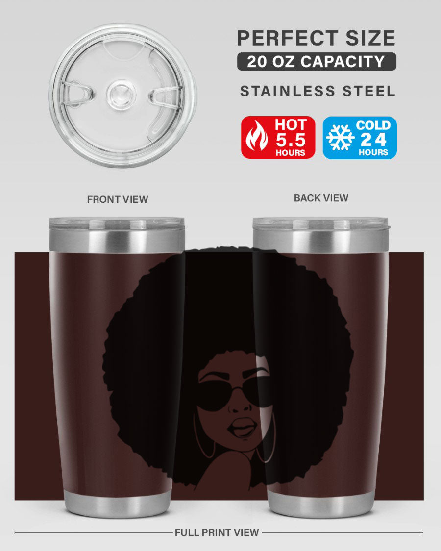 Black Women - Queen 46# Tumbler showcasing double wall vacuum stainless steel design with vibrant print.