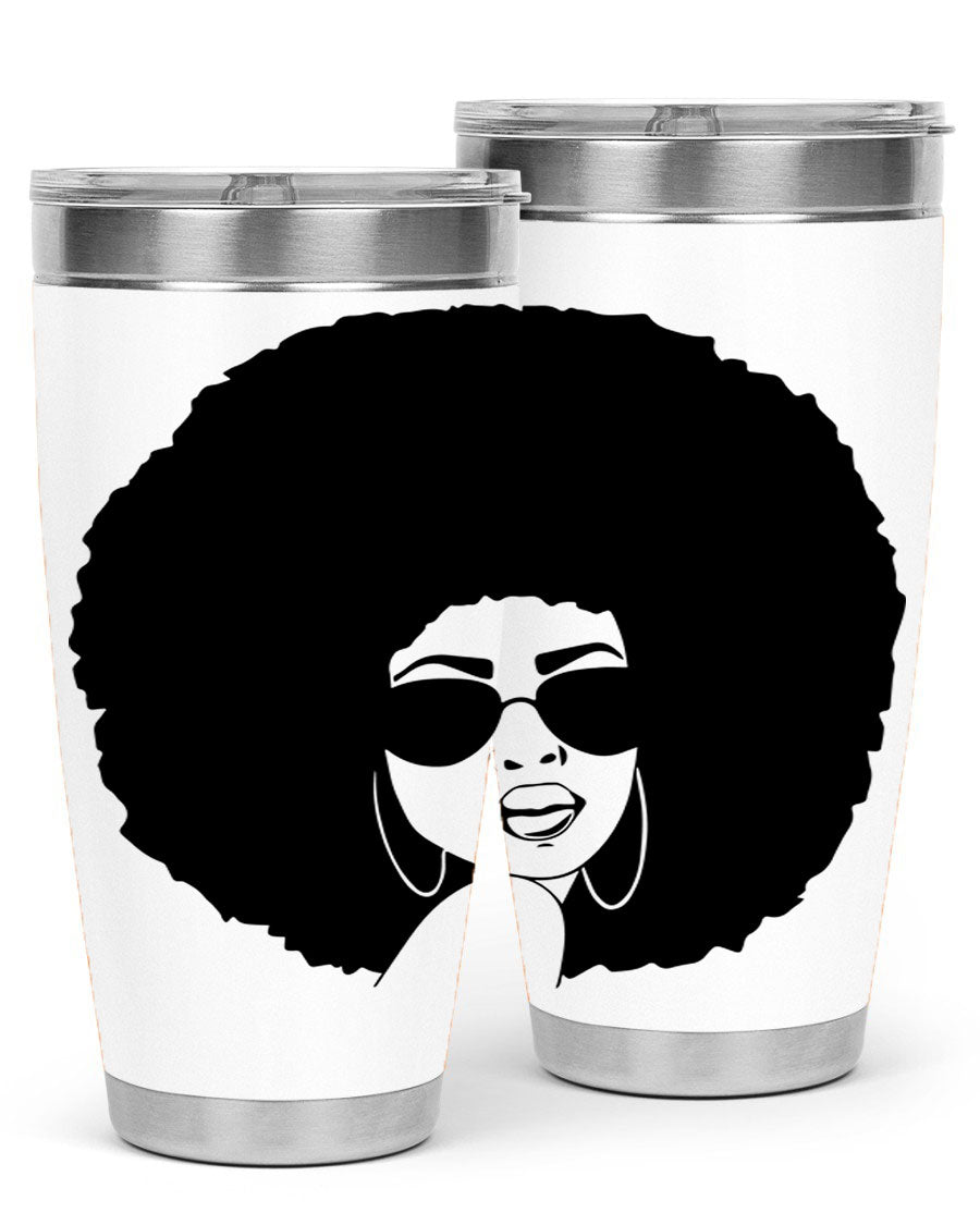 Black Women - Queen 46# Tumbler showcasing double wall vacuum stainless steel design with vibrant print.