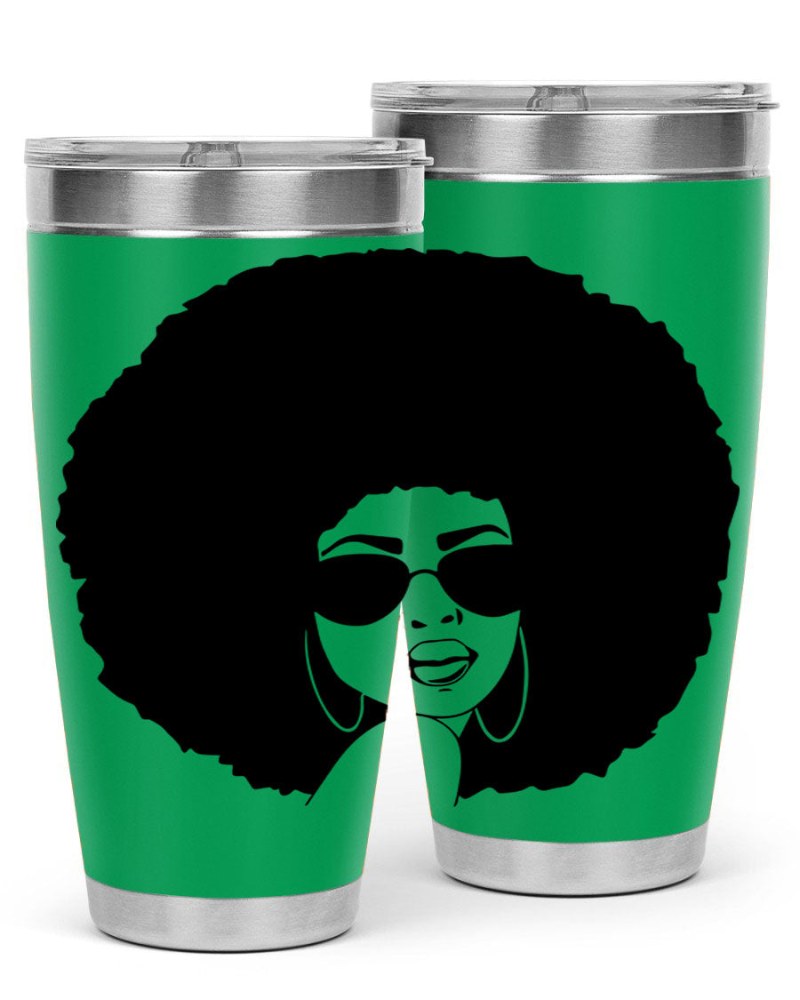 Black Women - Queen 46# Tumbler showcasing double wall vacuum stainless steel design with vibrant print.