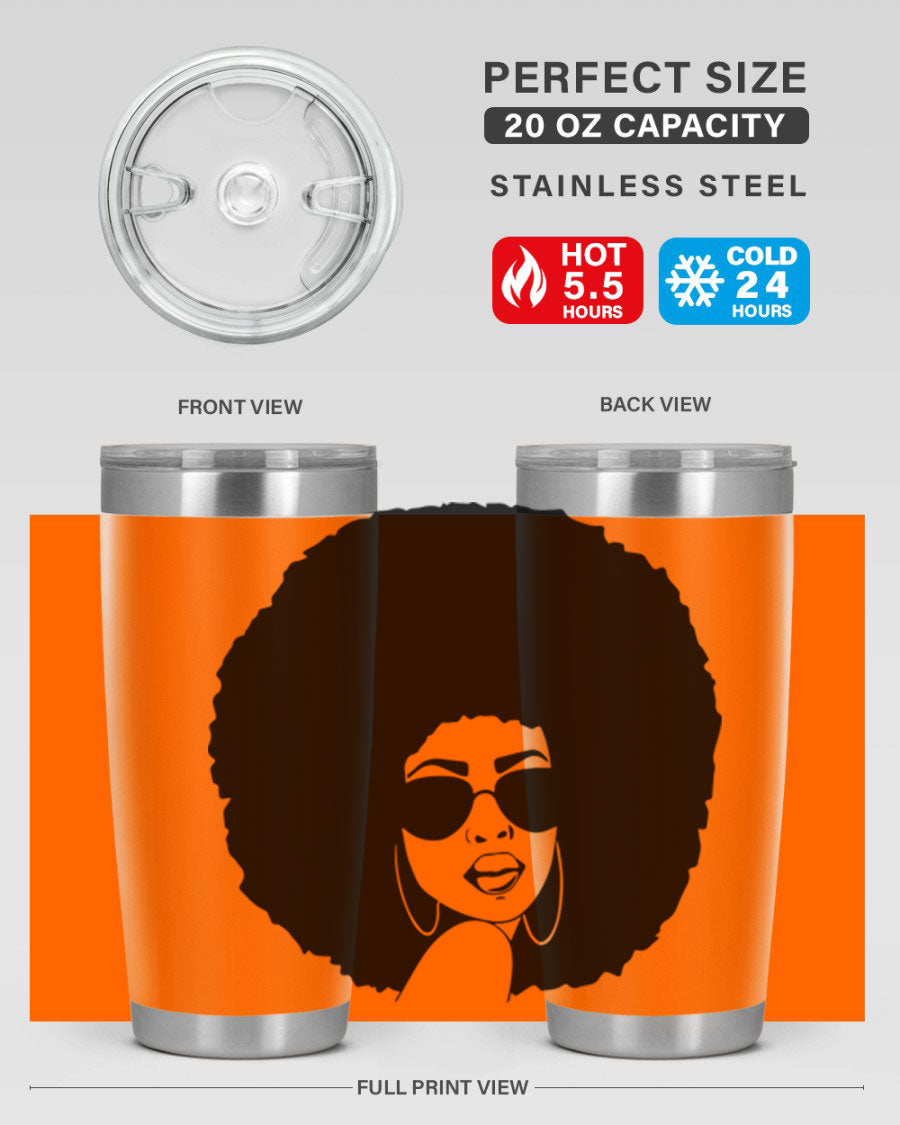 Black Women - Queen 46# Tumbler showcasing double wall vacuum stainless steel design with vibrant print.