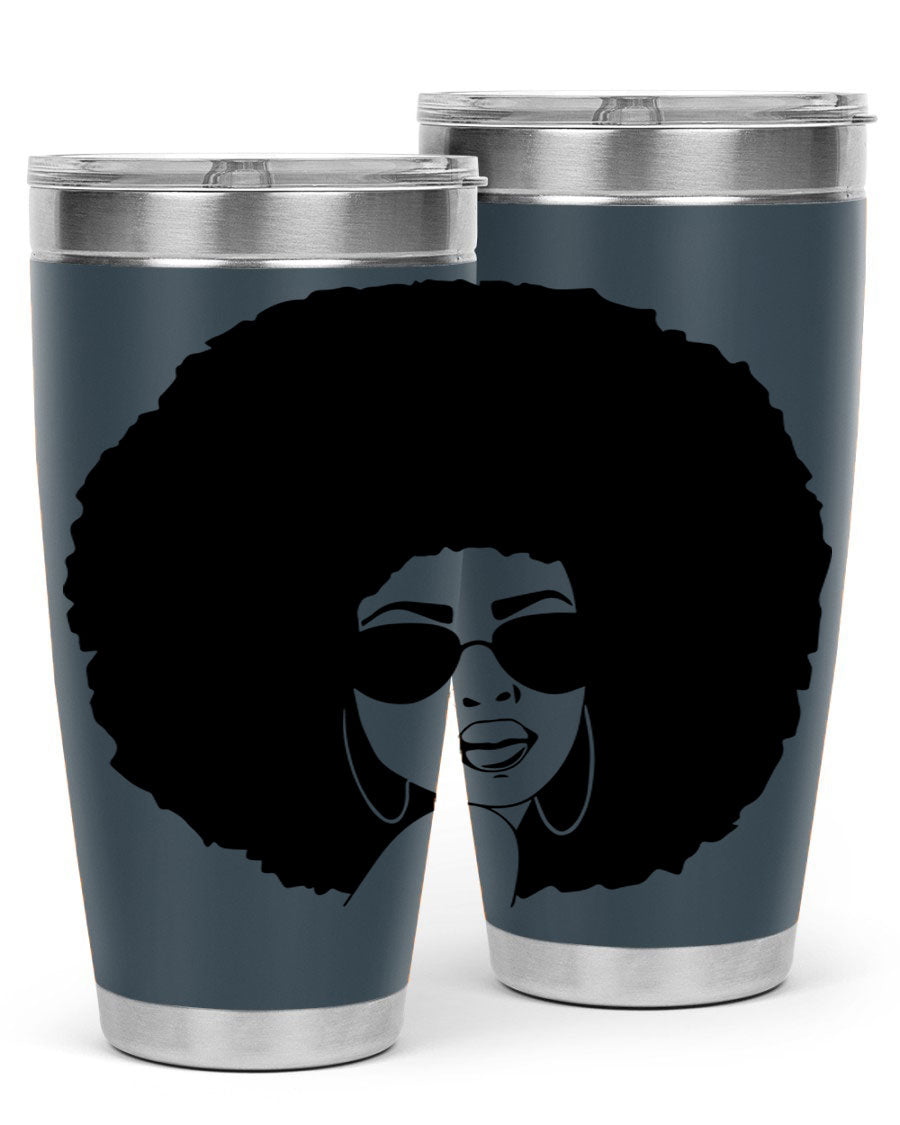 Black Women - Queen 46# Tumbler showcasing double wall vacuum stainless steel design with vibrant print.