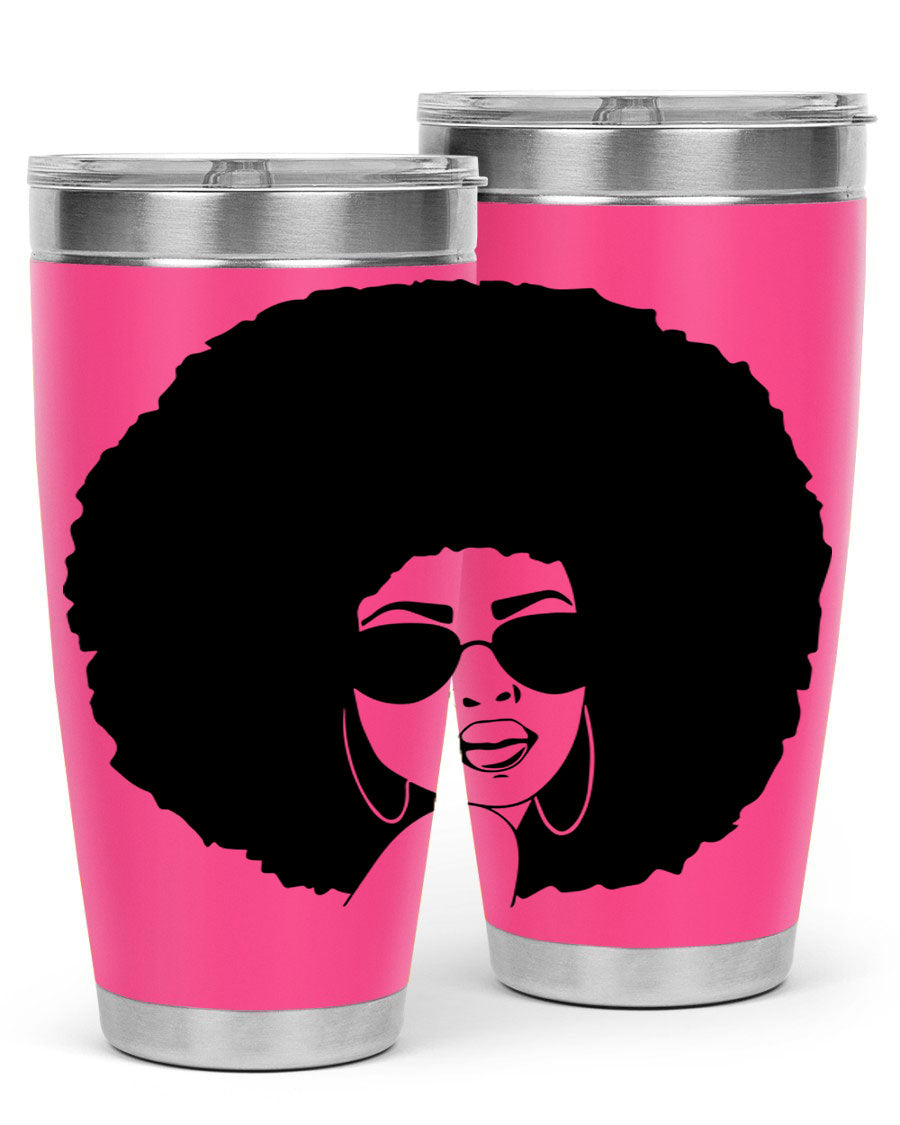 Black Women - Queen 46# Tumbler showcasing double wall vacuum stainless steel design with vibrant print.