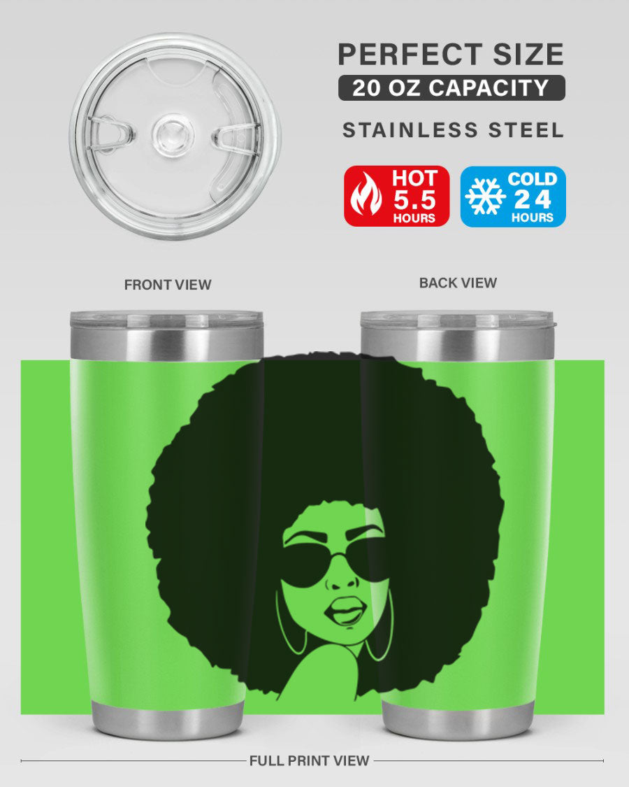 Black Women - Queen 46# Tumbler showcasing double wall vacuum stainless steel design with vibrant print.