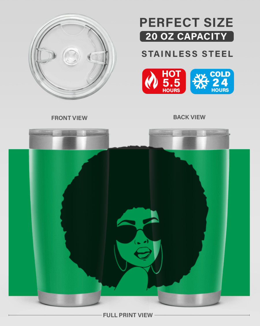 Black Women - Queen 46# Tumbler showcasing double wall vacuum stainless steel design with vibrant print.