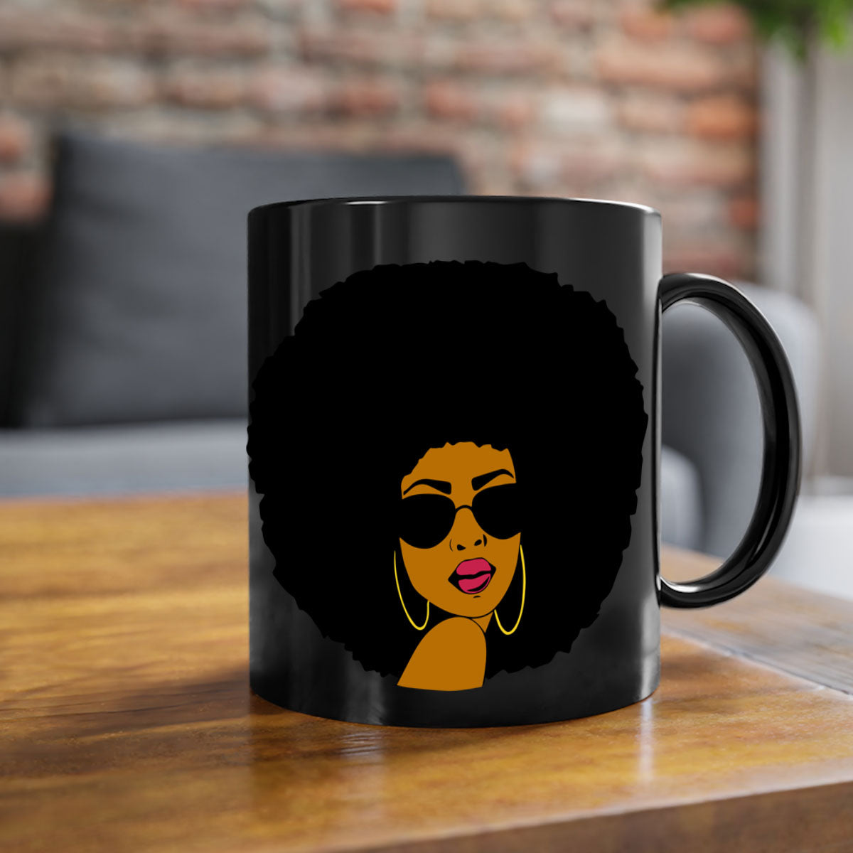 Black Women - Queen Mug with colorful handle and glossy finish, available in multiple colors and sizes.