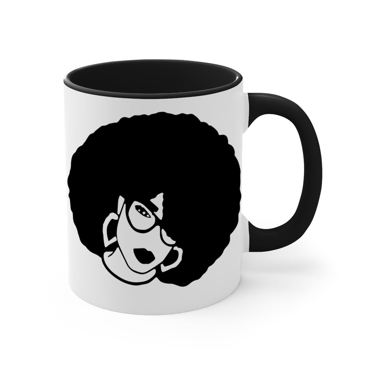 Black Women - Queen 48# Mug with glossy finish and colored handle, available in multiple colors and sizes.