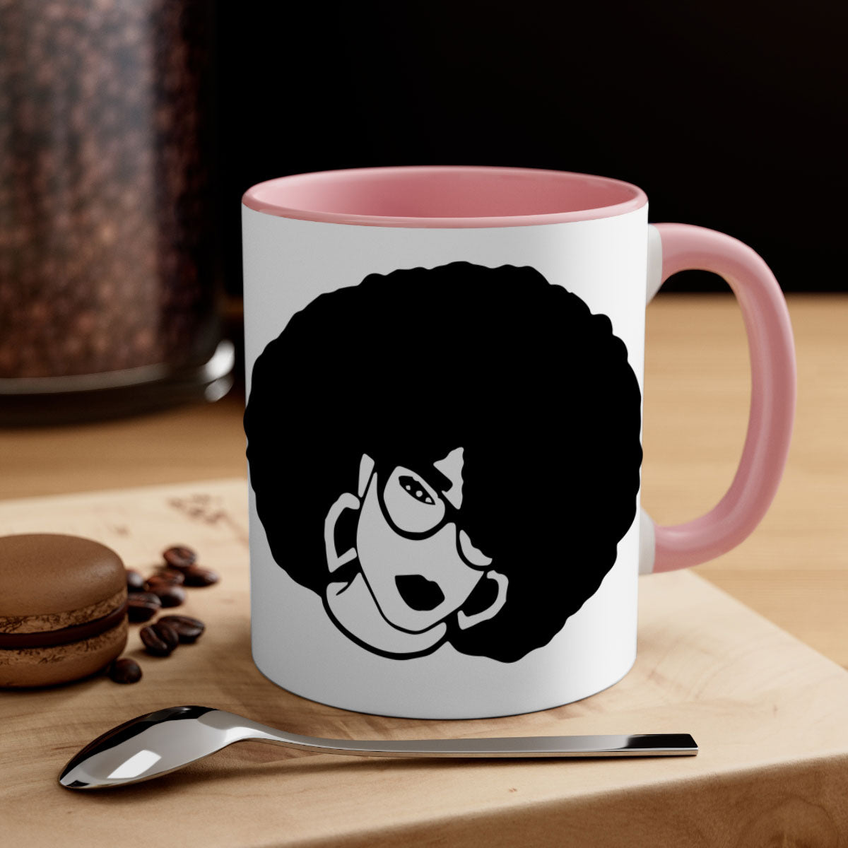 Black Women - Queen 48# Mug with glossy finish and colored handle, available in multiple colors and sizes.