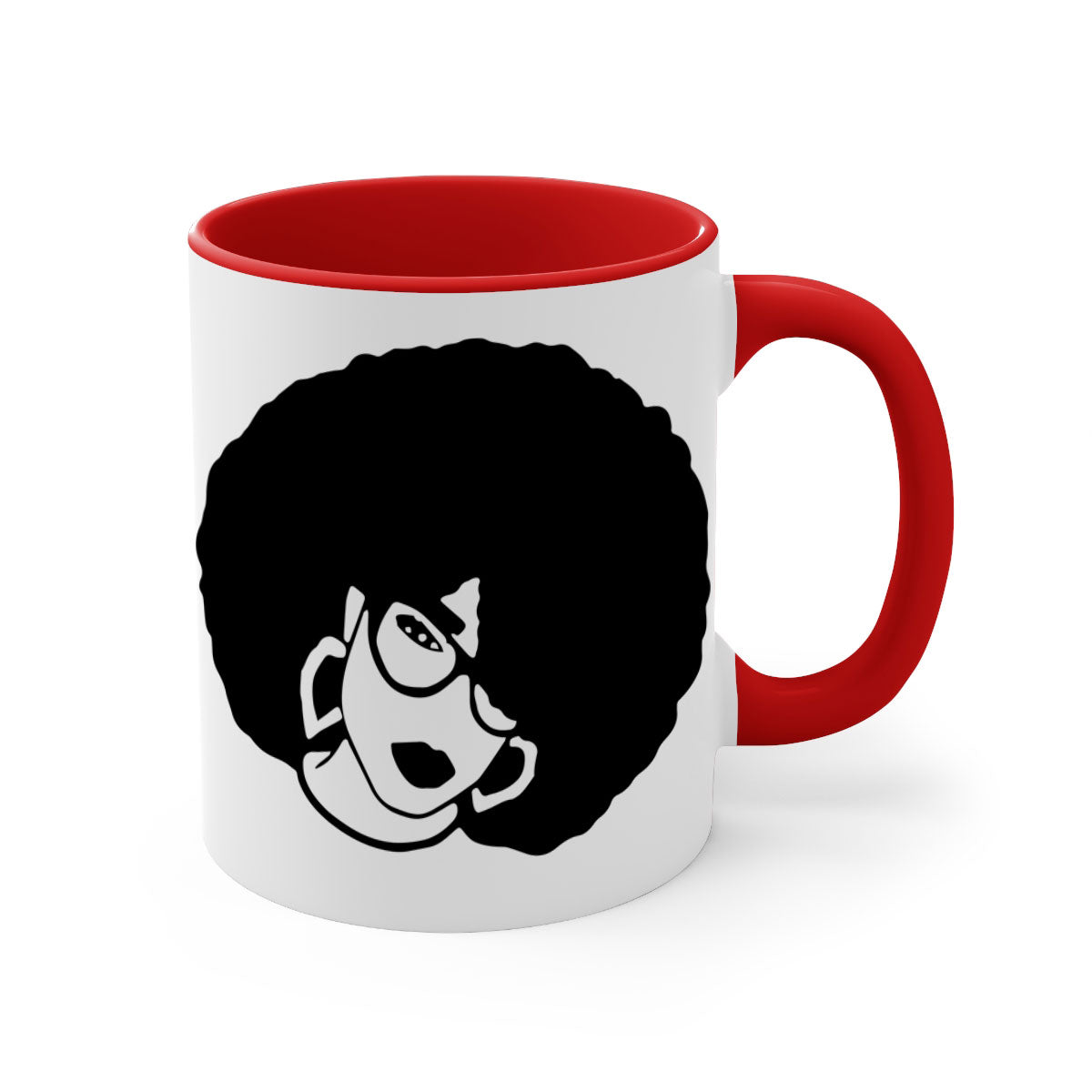 Black Women - Queen 48# Mug with glossy finish and colored handle, available in multiple colors and sizes.