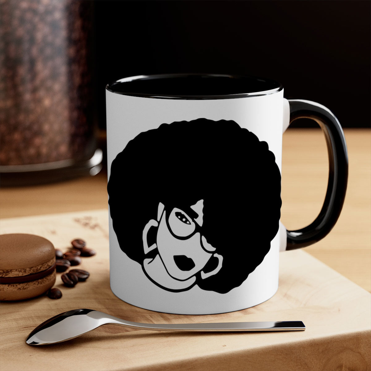 Black Women - Queen 48# Mug with glossy finish and colored handle, available in multiple colors and sizes.