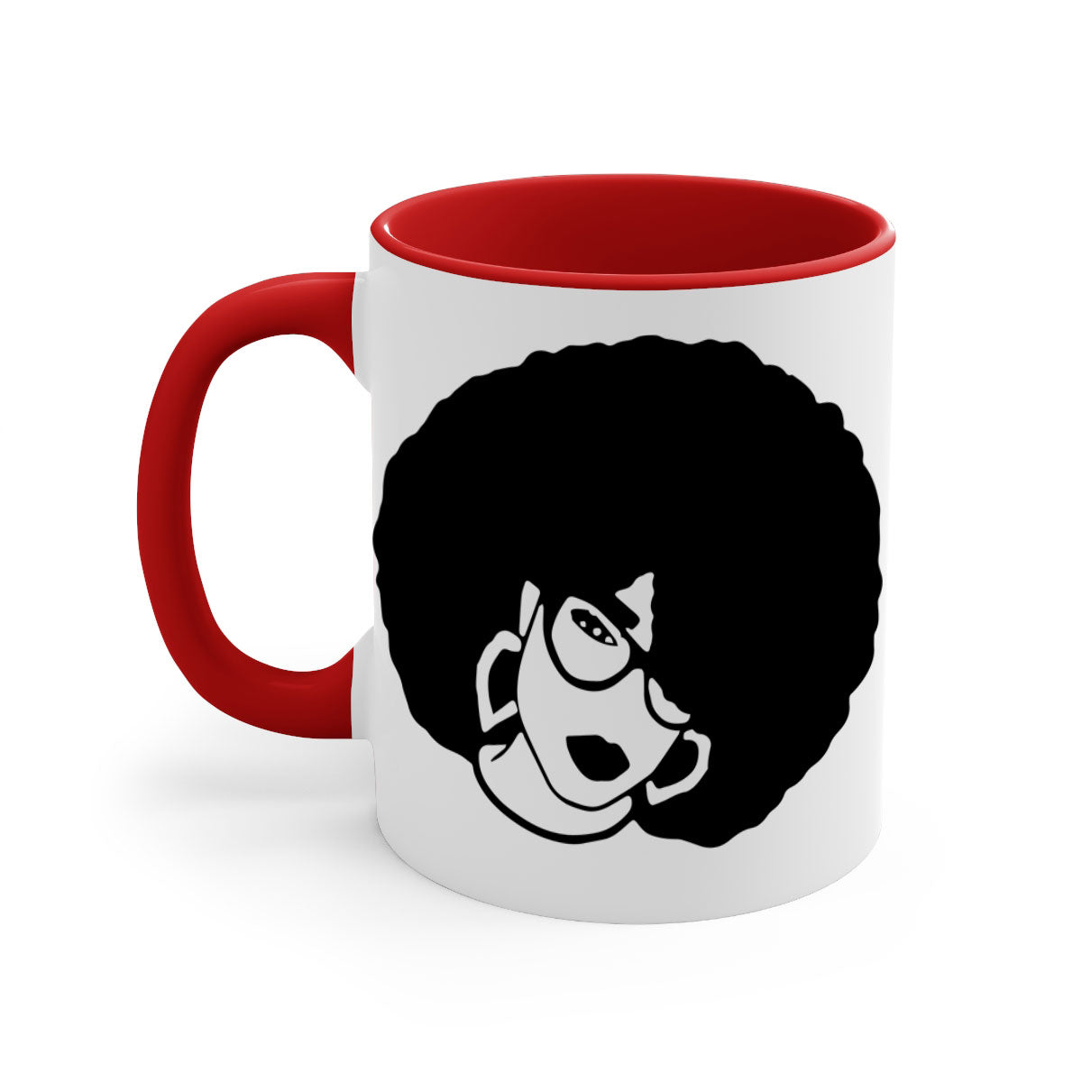 Black Women - Queen 48# Mug with glossy finish and colored handle, available in multiple colors and sizes.