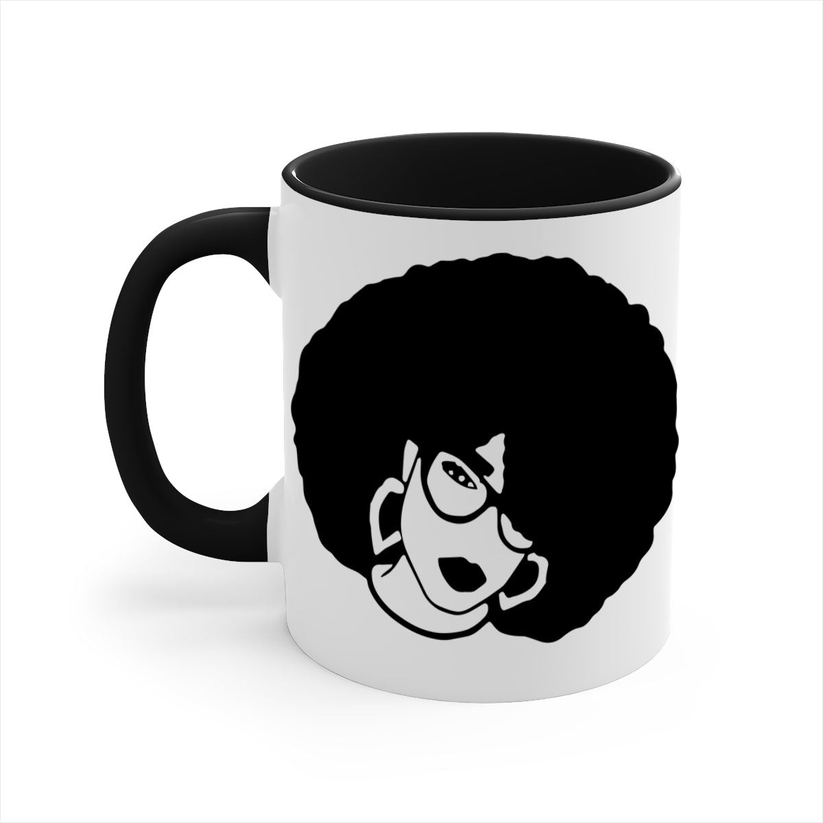 Black Women - Queen 48# Mug with glossy finish and colored handle, available in multiple colors and sizes.