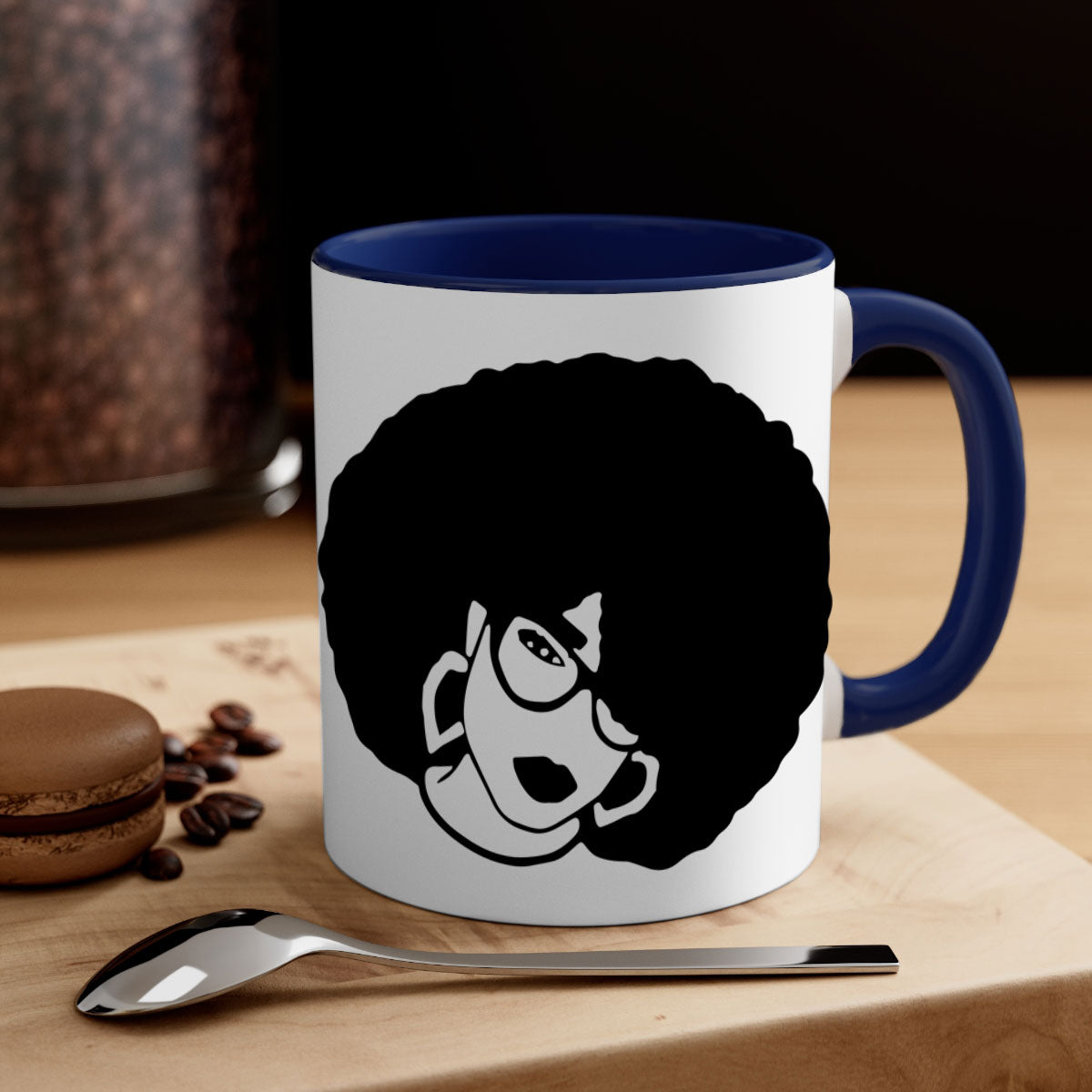 Black Women - Queen 48# Mug with glossy finish and colored handle, available in multiple colors and sizes.