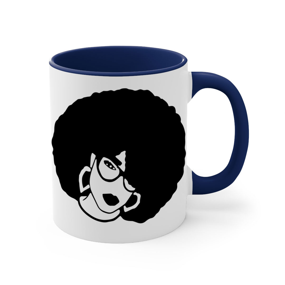 Black Women - Queen 48# Mug with glossy finish and colored handle, available in multiple colors and sizes.