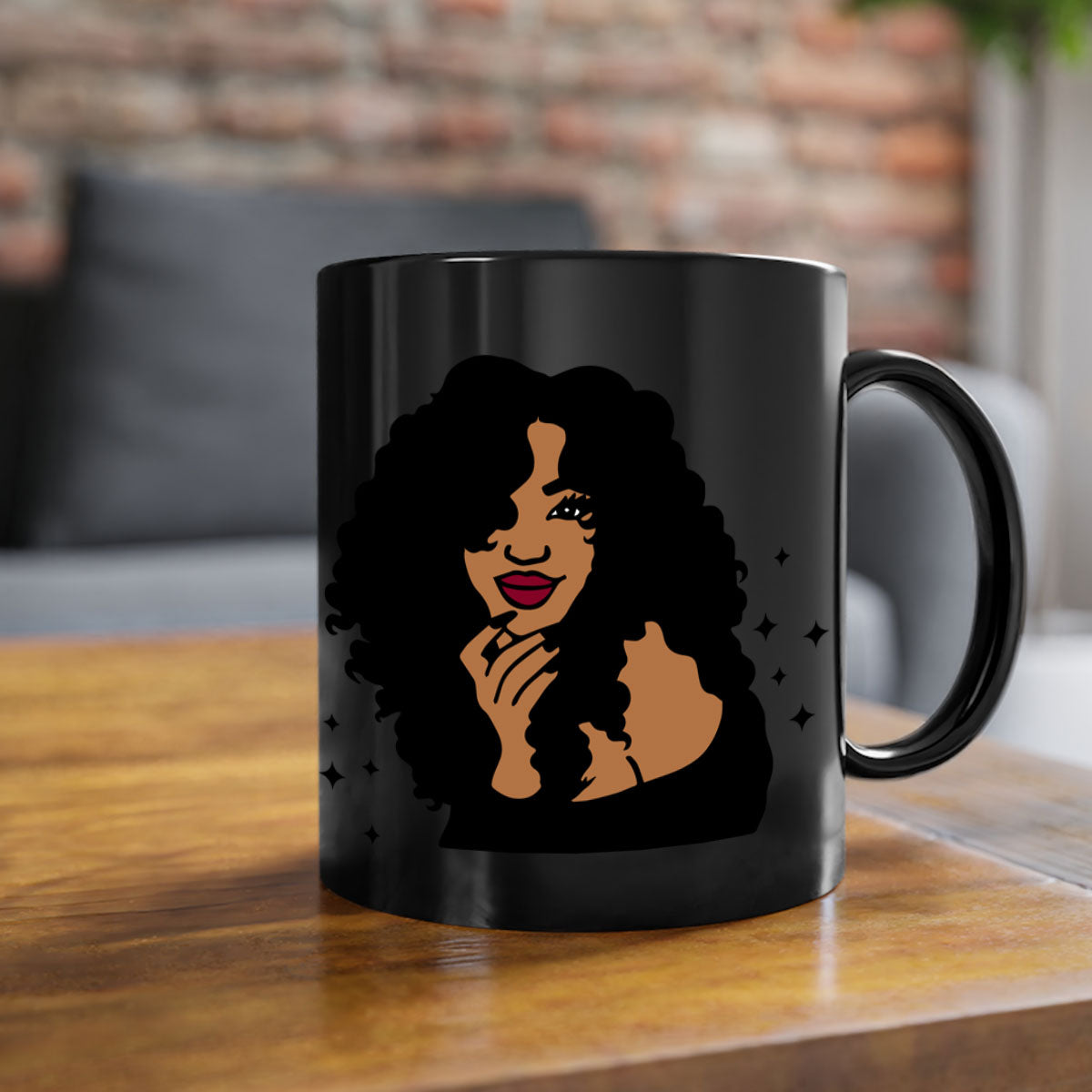 Black Women - Queen Mug with colorful handle and glossy finish, available in multiple colors and sizes.