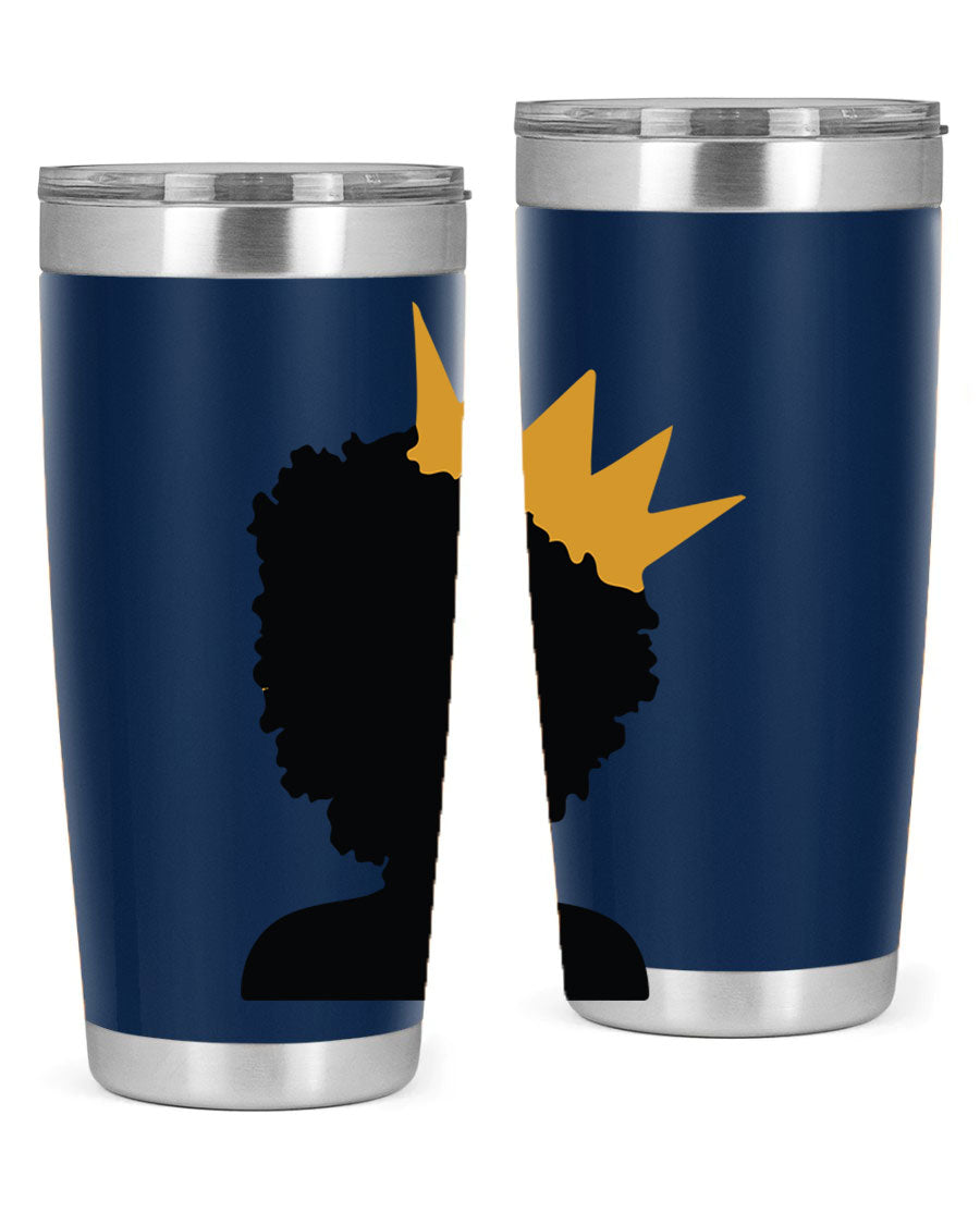 Black Women - Queen 20oz and 30oz Tumblers showcasing double wall vacuum stainless steel design with elegant prints celebrating black women.