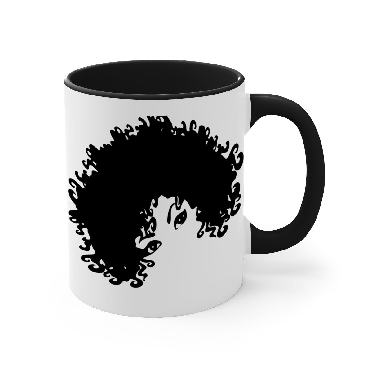 Black Women - Queen Mug featuring a glossy finish with a colored handle and interior, available in multiple colors and sizes.