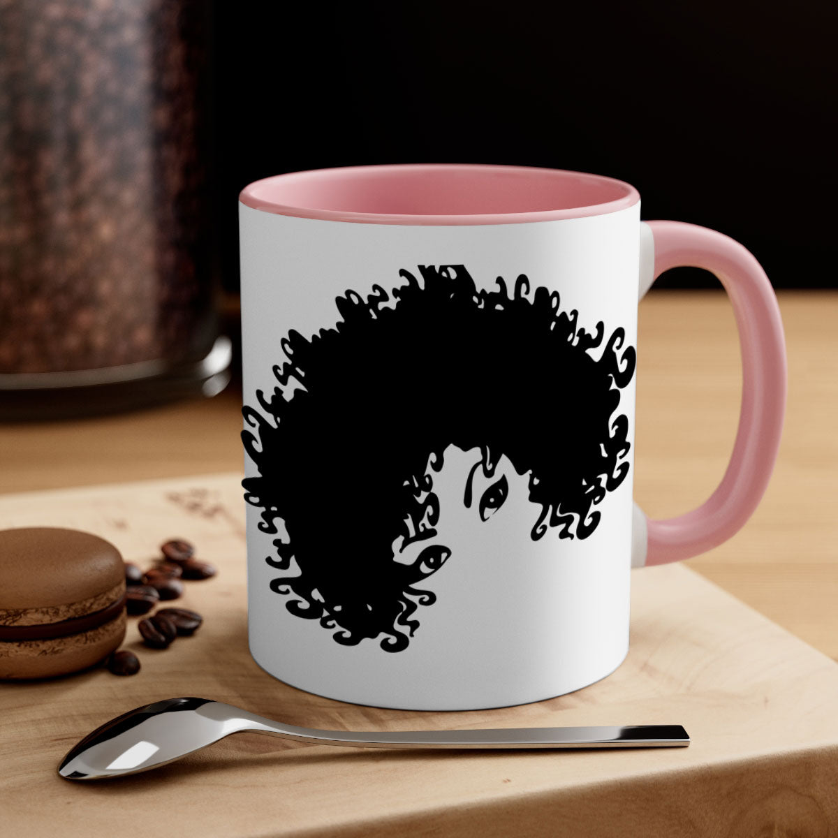 Black Women - Queen Mug featuring a glossy finish with a colored handle and interior, available in multiple colors and sizes.