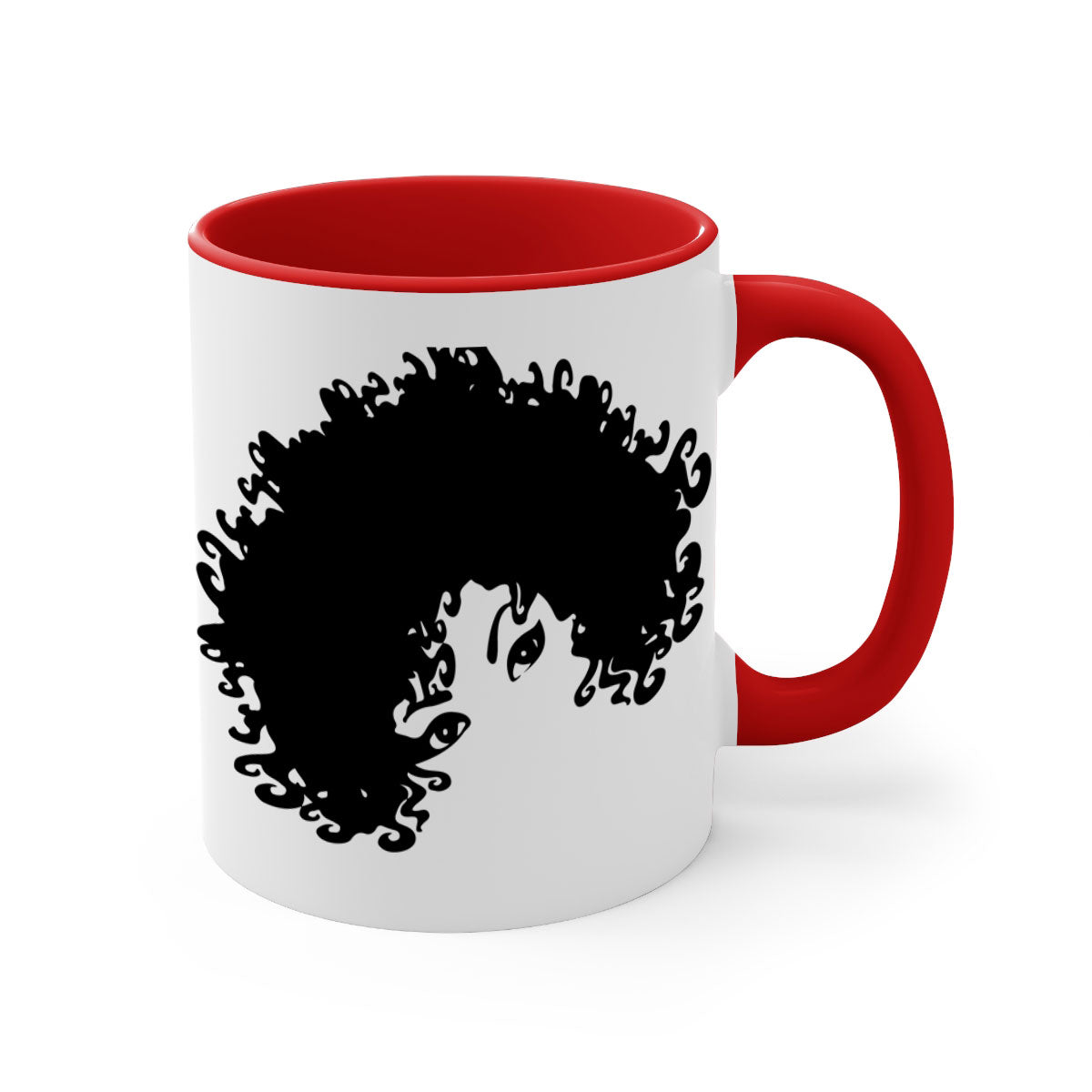 Black Women - Queen Mug featuring a glossy finish with a colored handle and interior, available in multiple colors and sizes.