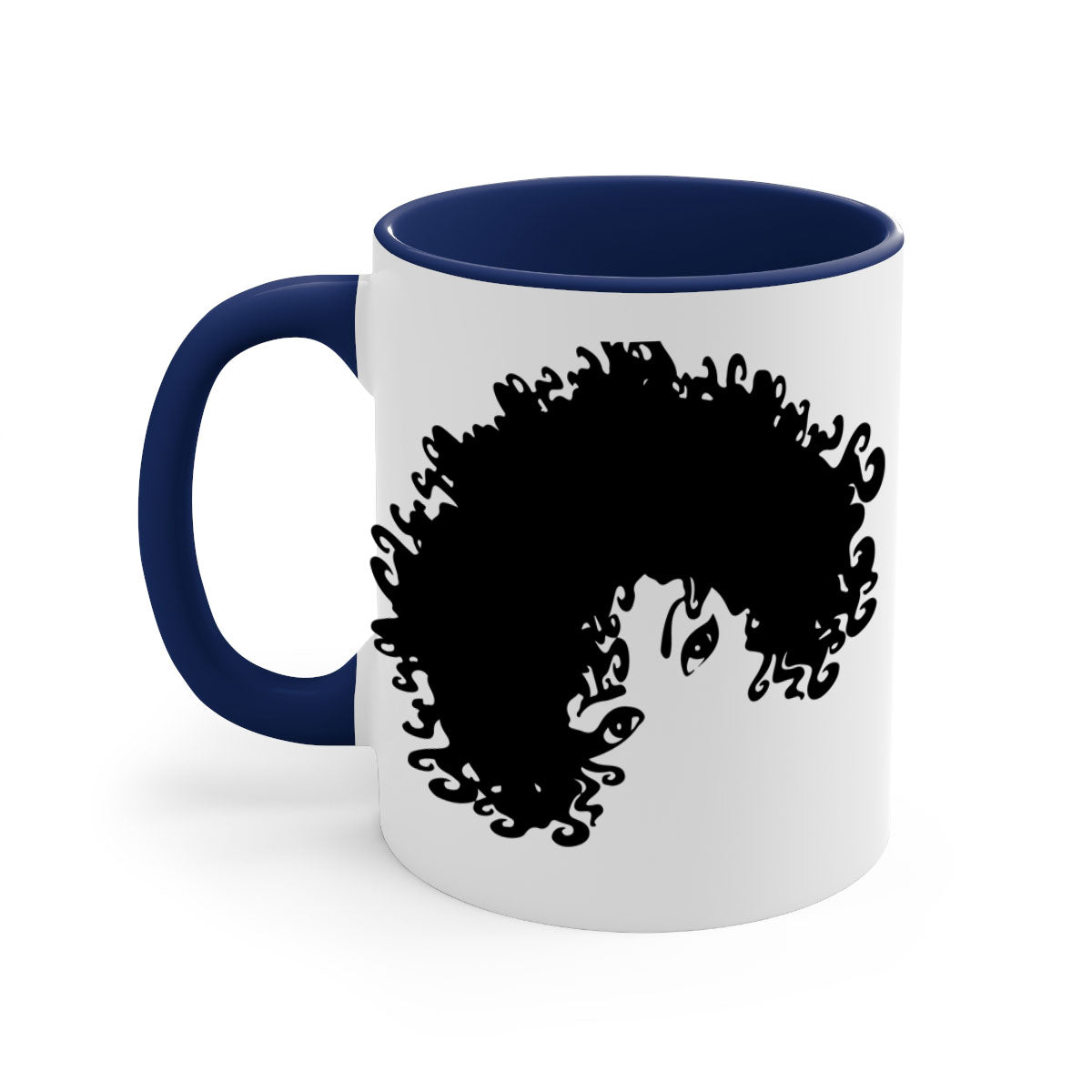 Black Women - Queen Mug featuring a glossy finish with a colored handle and interior, available in multiple colors and sizes.