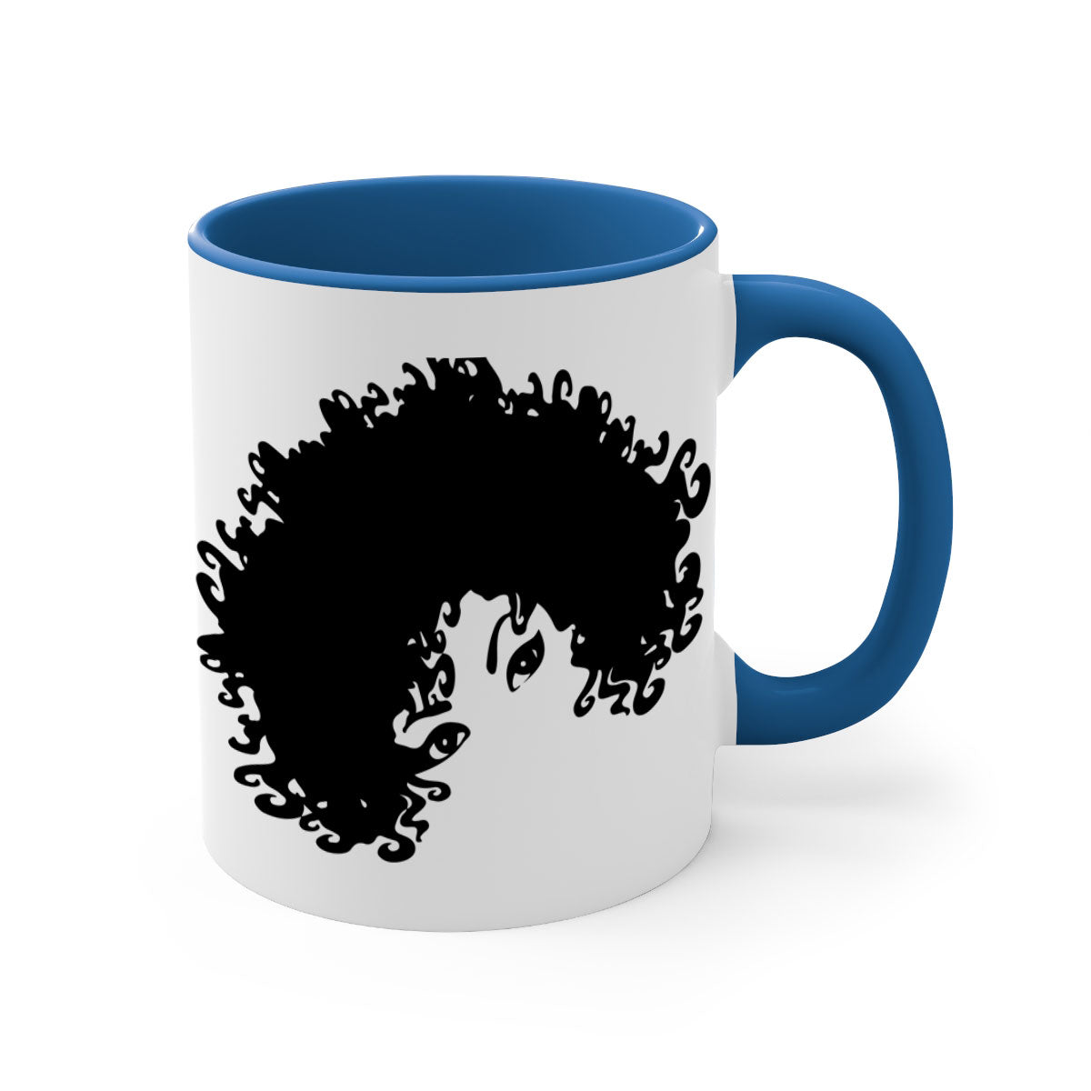 Black Women - Queen Mug featuring a glossy finish with a colored handle and interior, available in multiple colors and sizes.